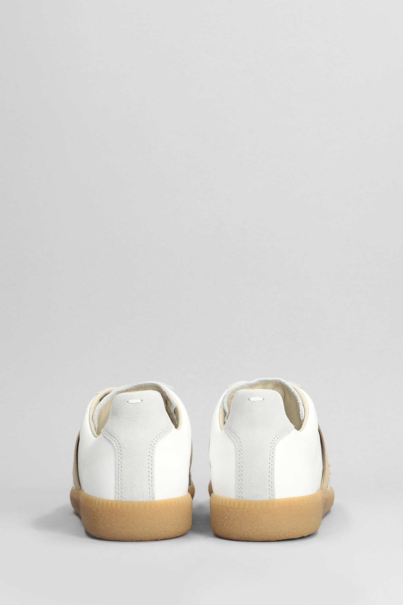 Shop Maison Margiela Replica Sneakers In White Suede And Leather