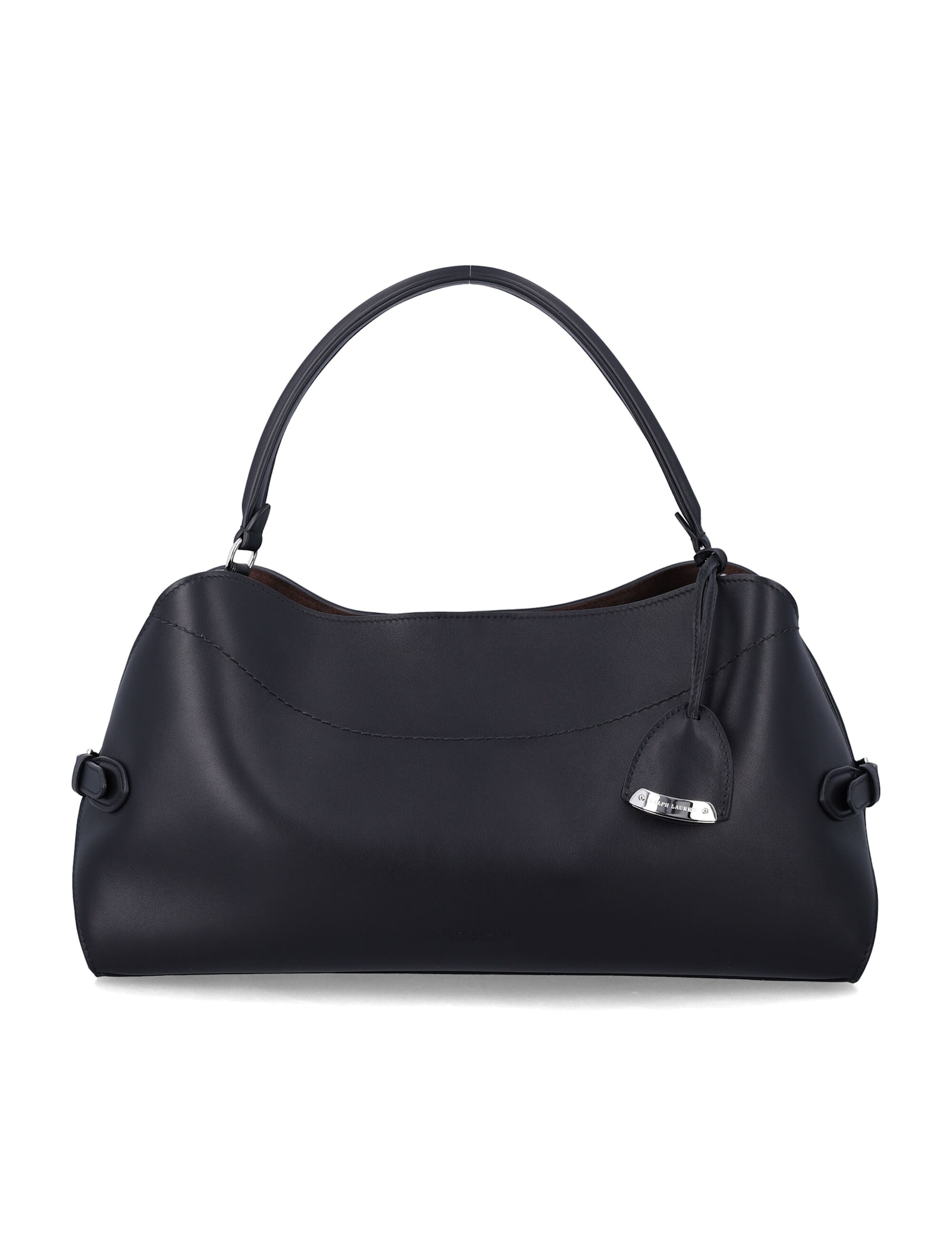 Ralph Lauren Leather Structured Shoulder Satchel In Black