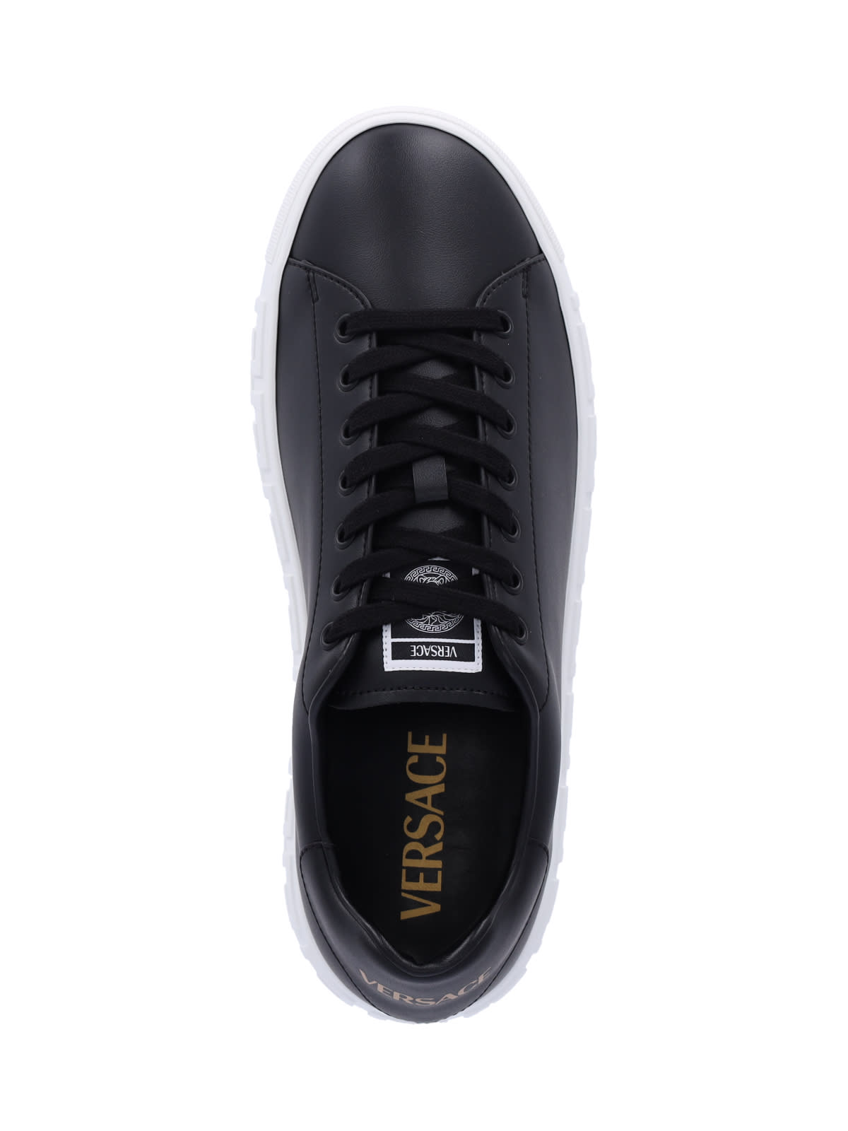 Shop Versace Greca Low-top Sneakers In Black