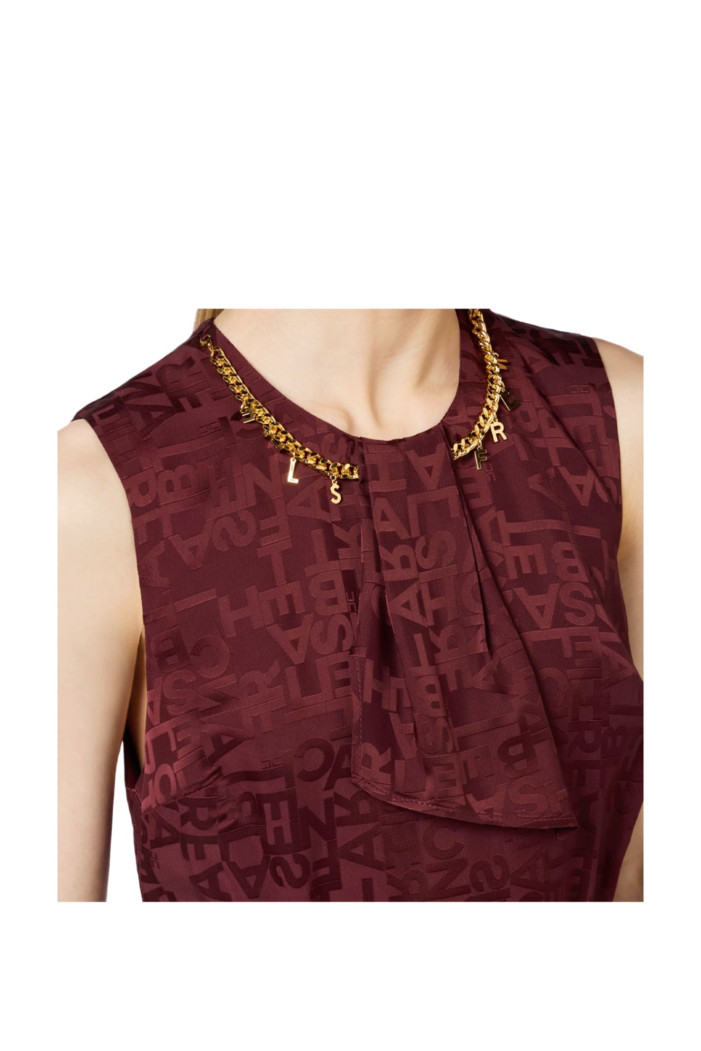 Shop Elisabetta Franchi Dress In Bordeaux