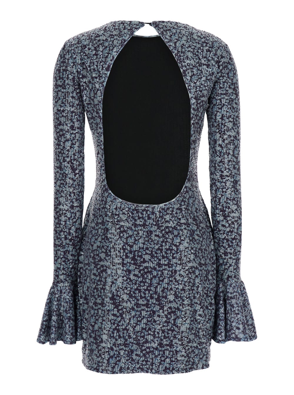 Shop Rotate Birger Christensen Mini Blue Backless Dress With All-over Sequins Woman In Violet