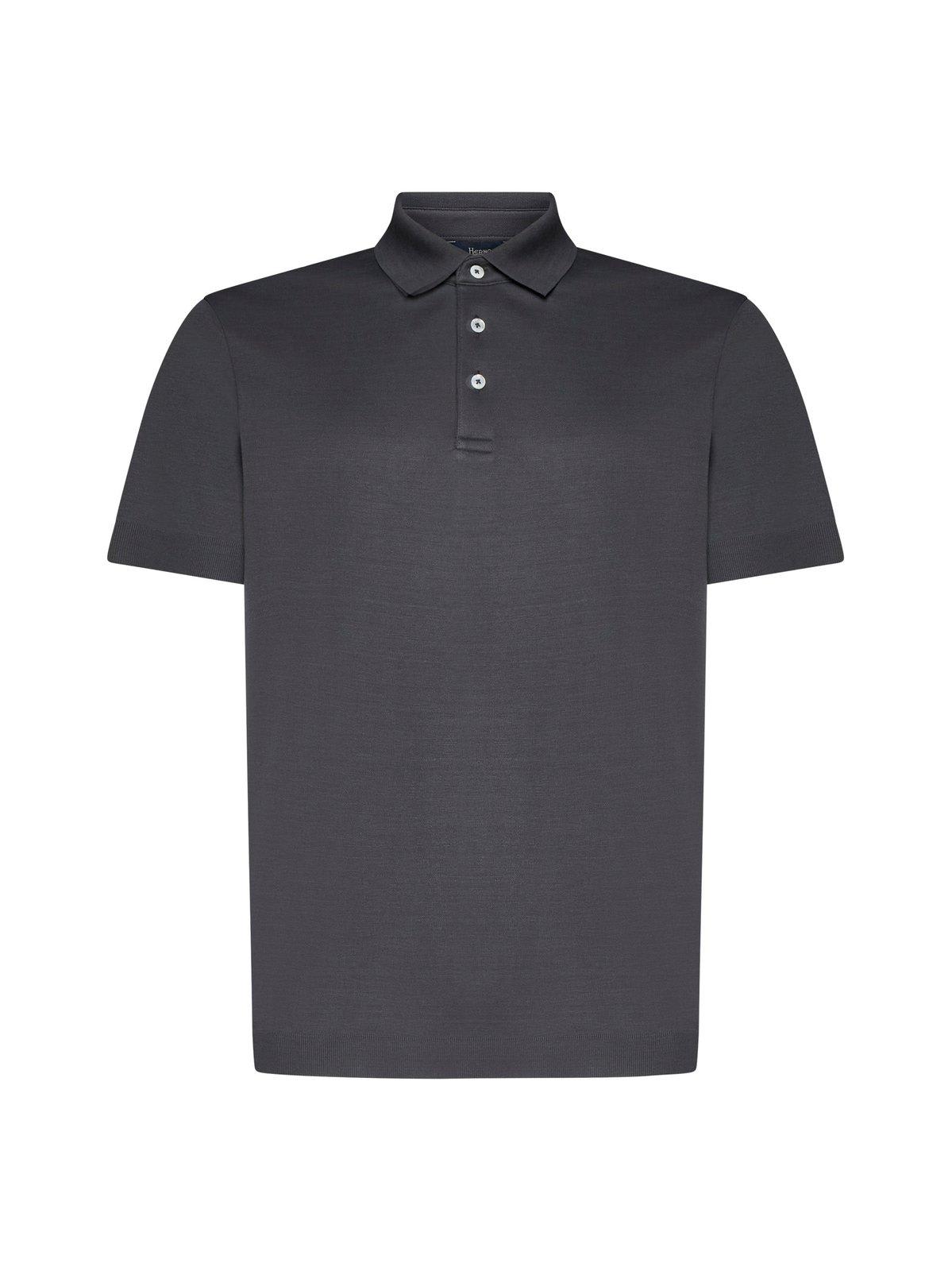 Shop Herno Short-sleeved Polo Shirt In Grigio Metallo