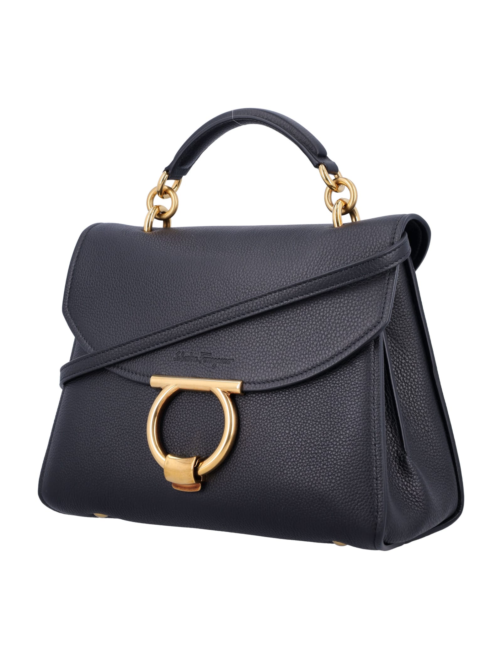 Shop Ferragamo Margot Top Handle Bag In Nero