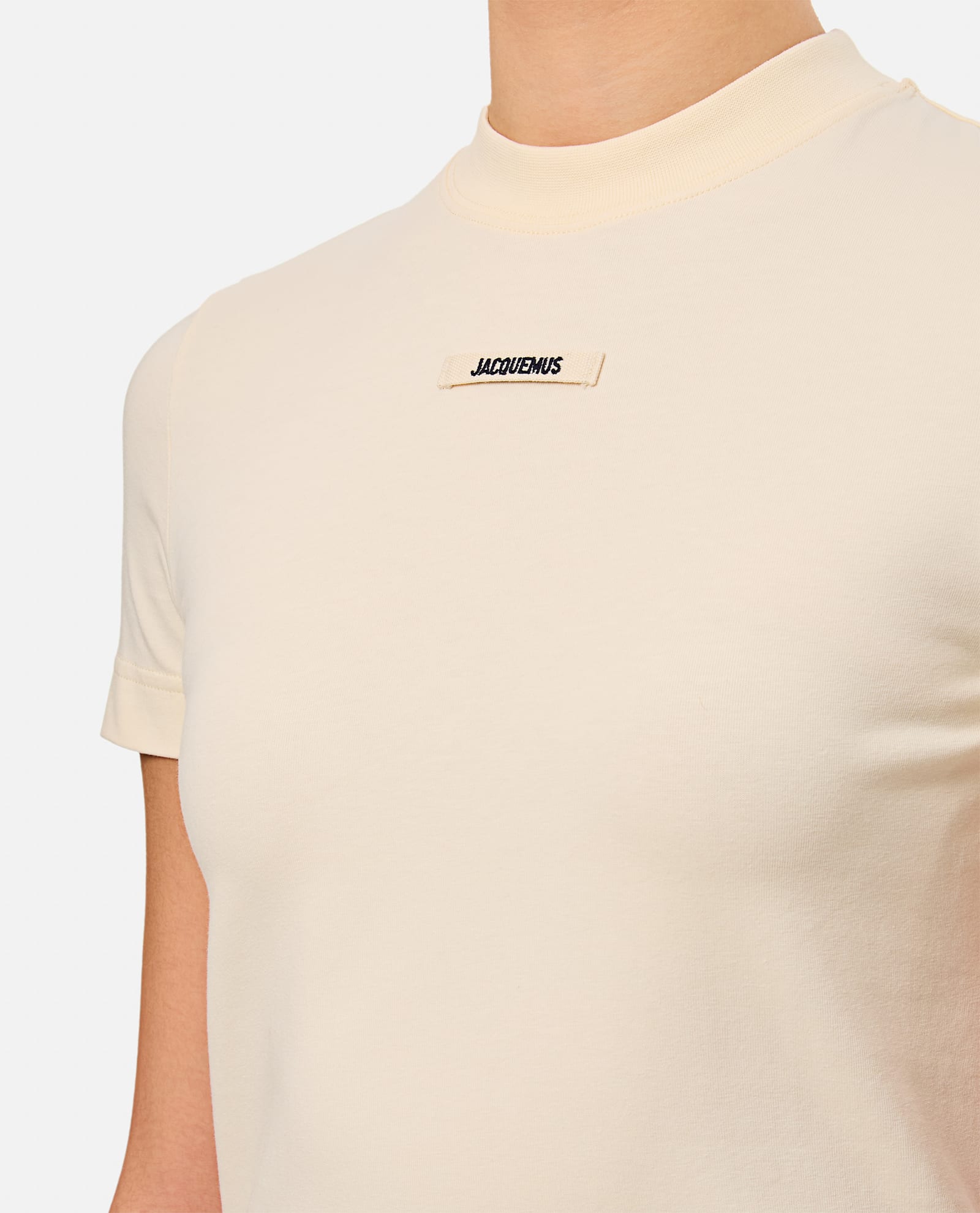 Jacquemus Gros Grain Crew Neck Cotton Blend Top In Neutral