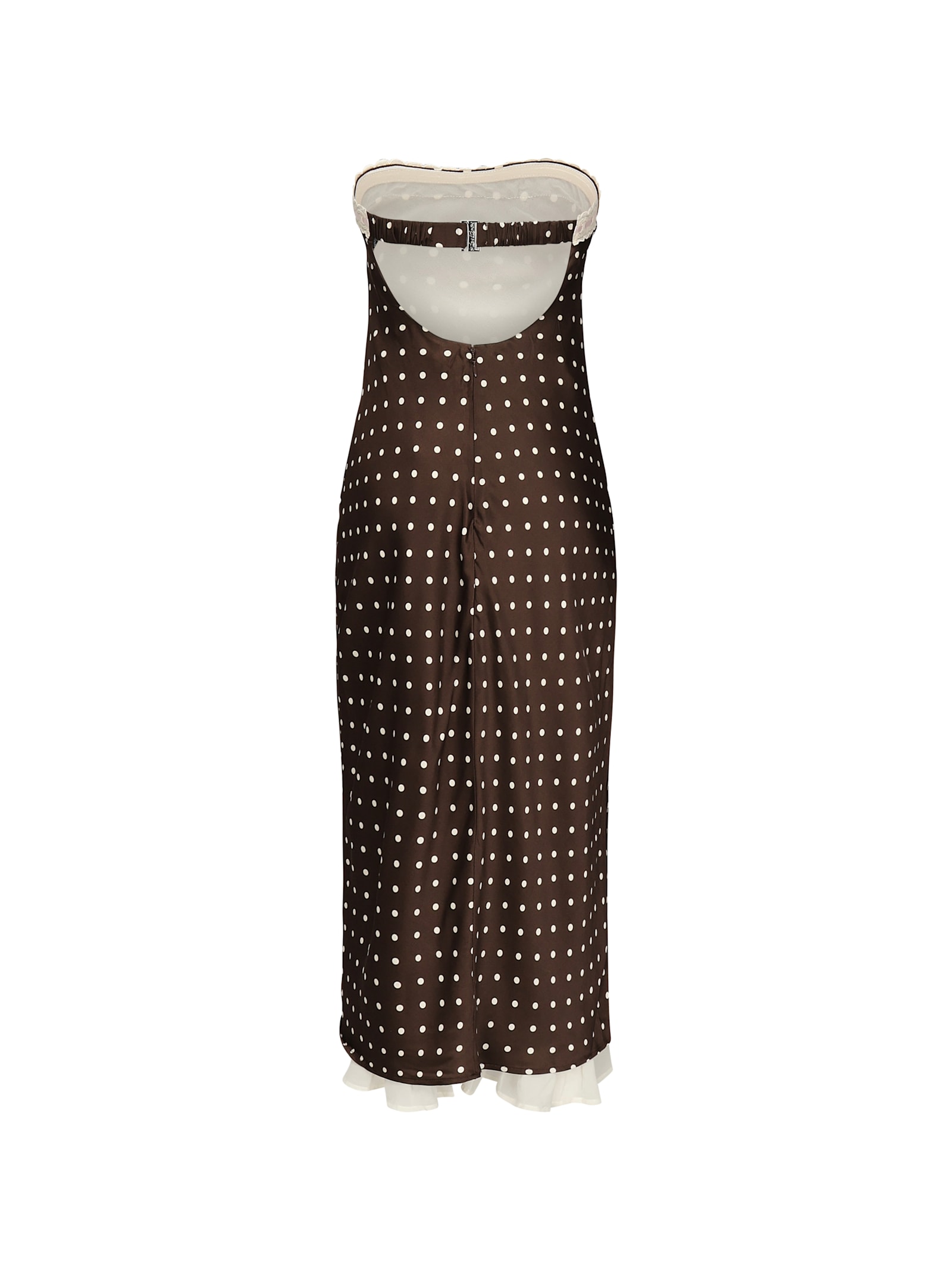 For Love & Lemons Daisy Mae Polka Dot Midi Dress In Brown
