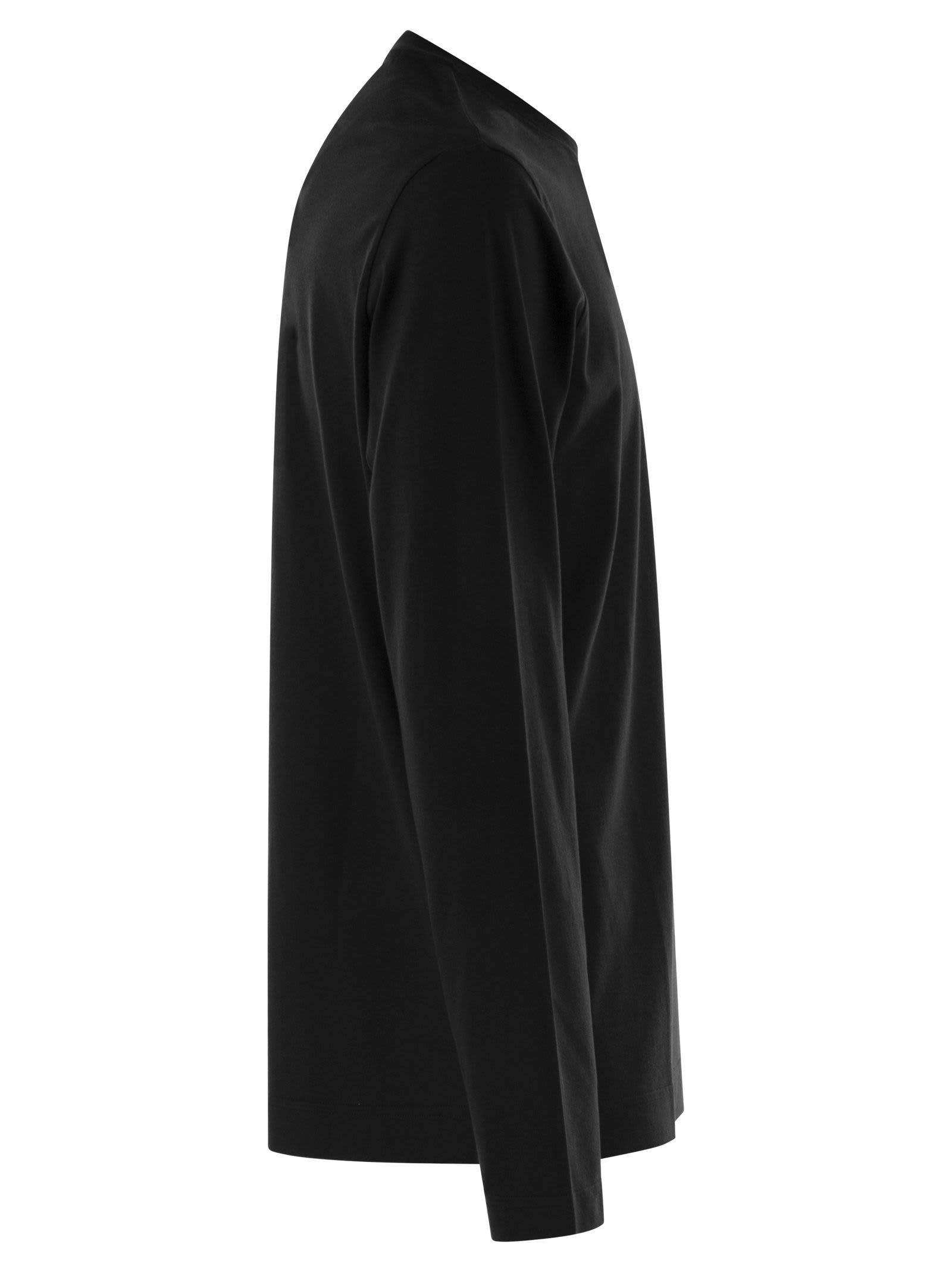 Fedeli Long-sleeved Crew-neck T-shirt In Black