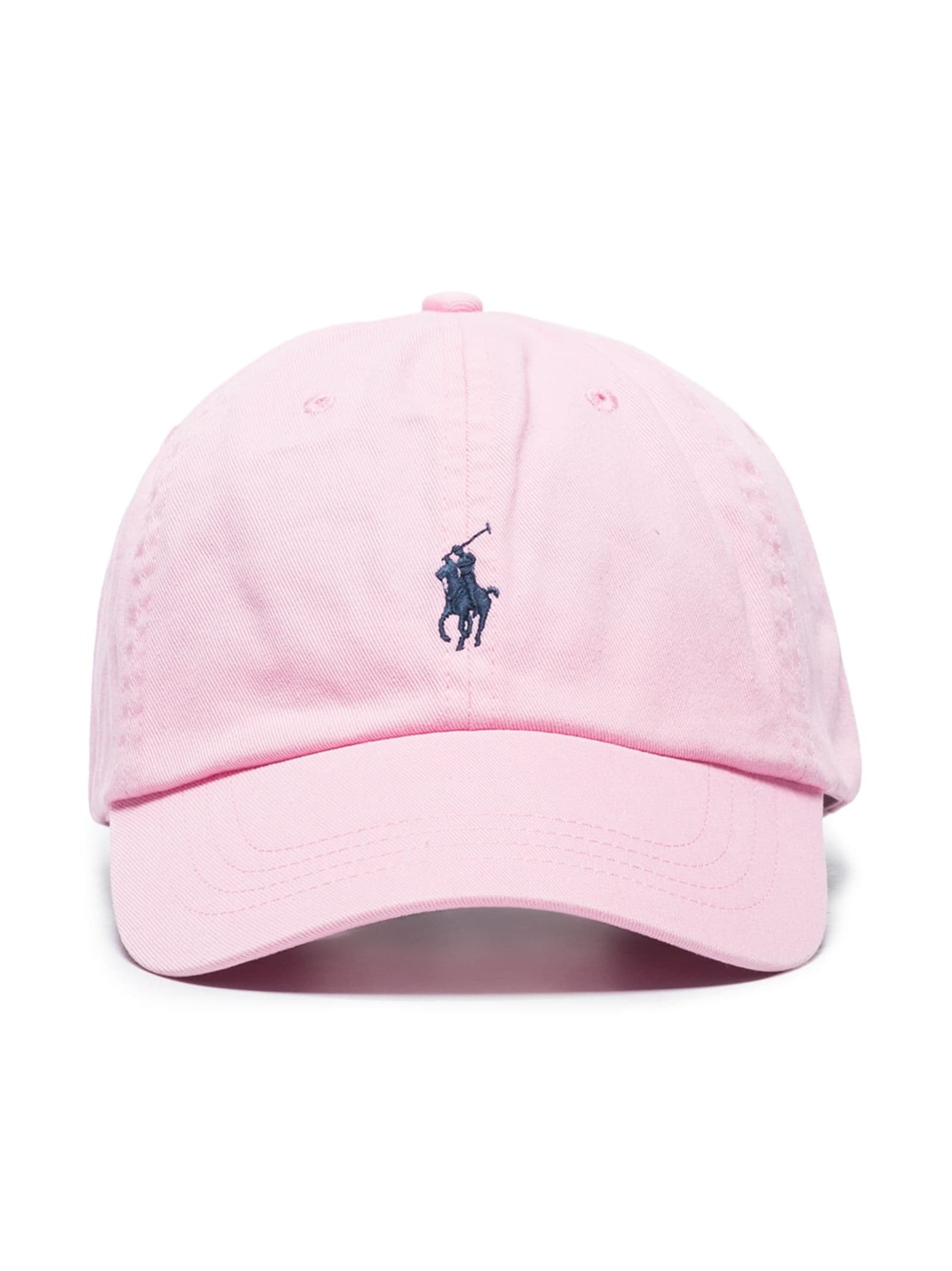 Ralph Lauren Pink Baseball Hat With Blue Pony