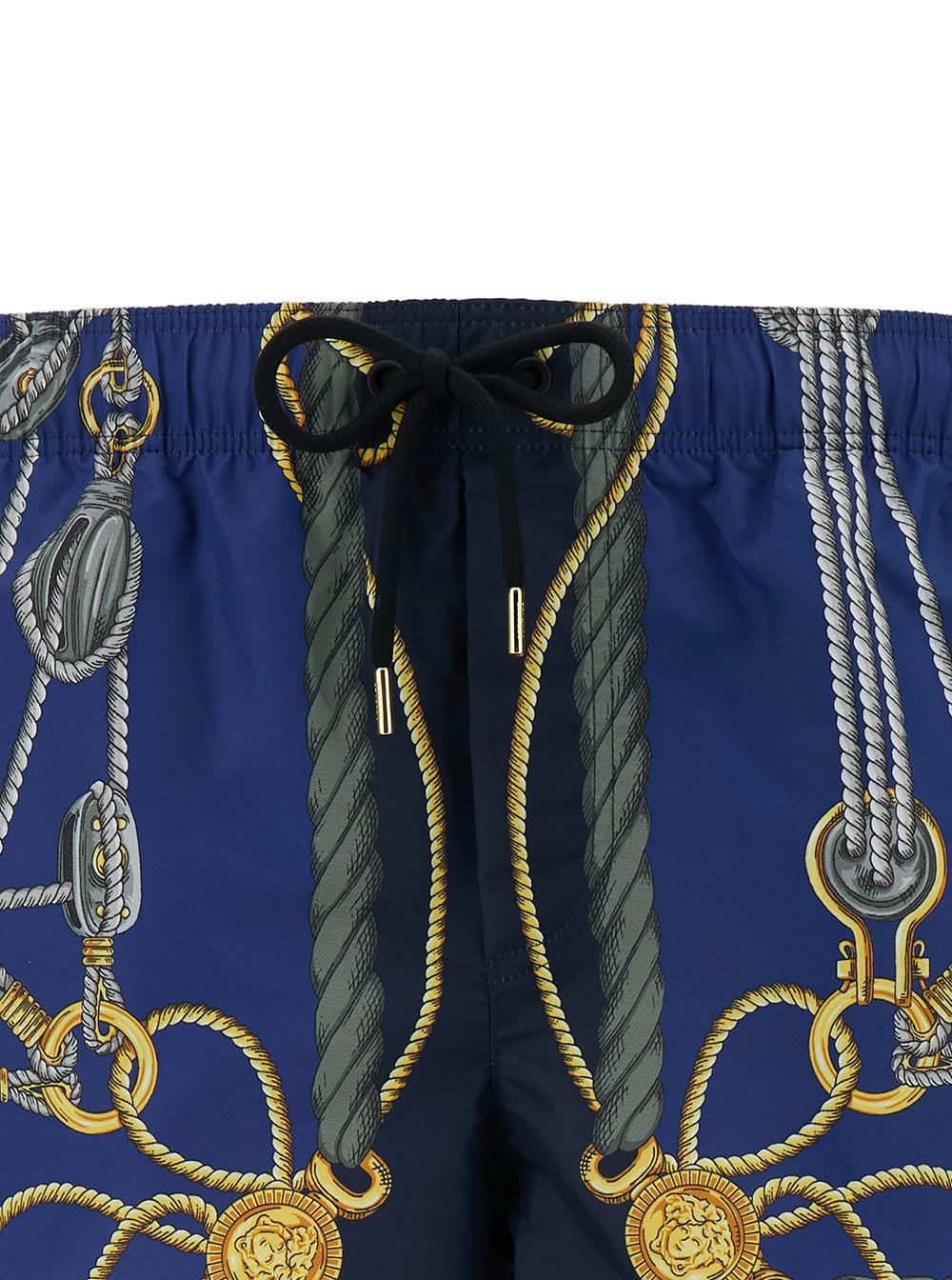 Shop Versace Nautical Blue Smiwsuit Trunks With Barocco Motif In Tech Fabric Man