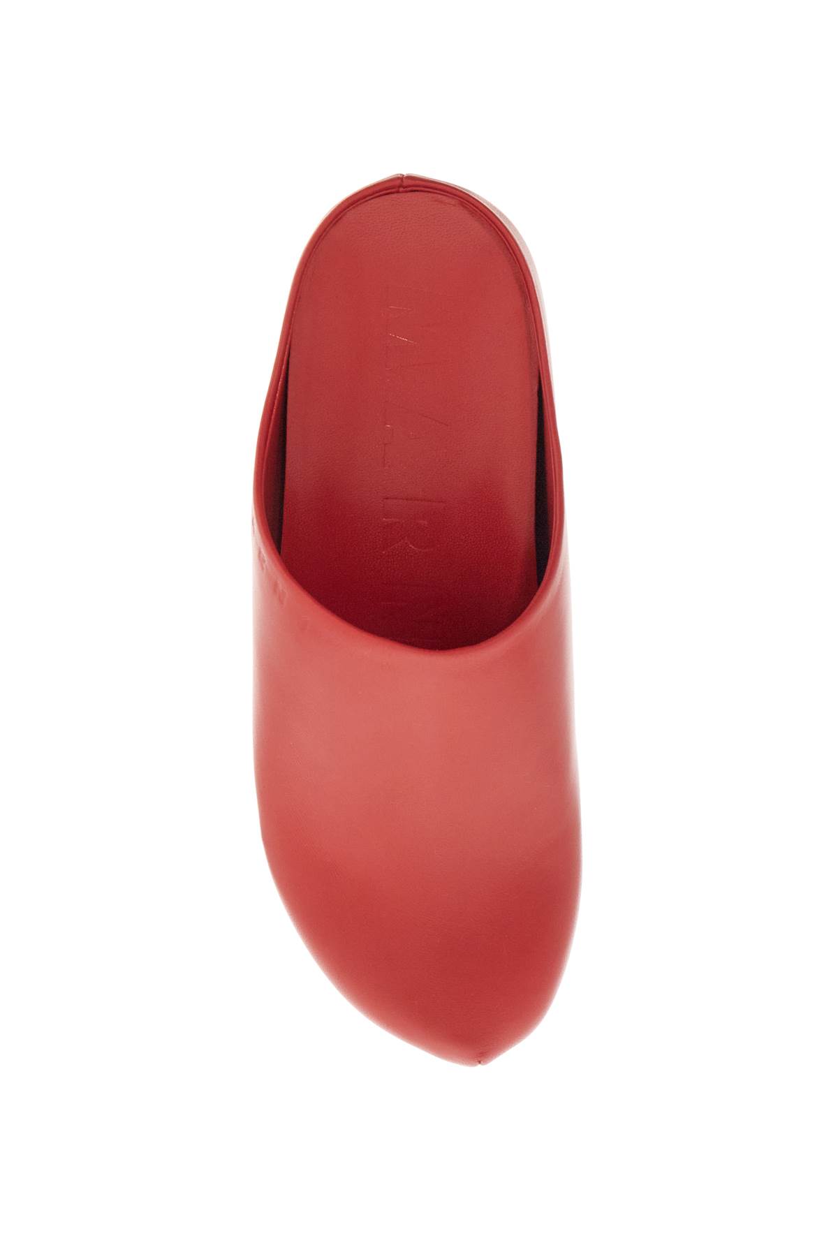 Marni Slide With Chunky Clog In Red Leather In Tulip (red)
