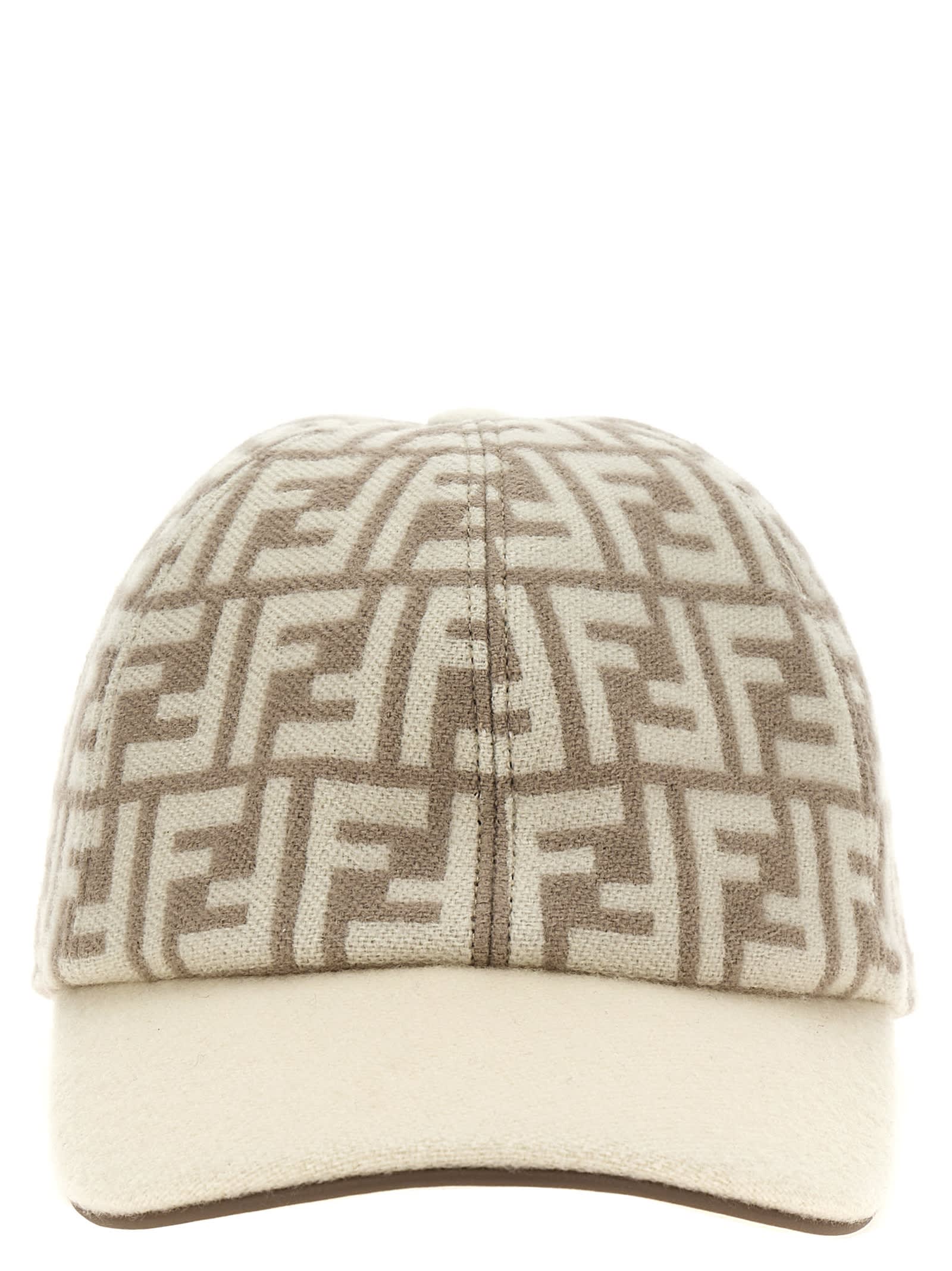 Shop Fendi Ff Cap In Beige