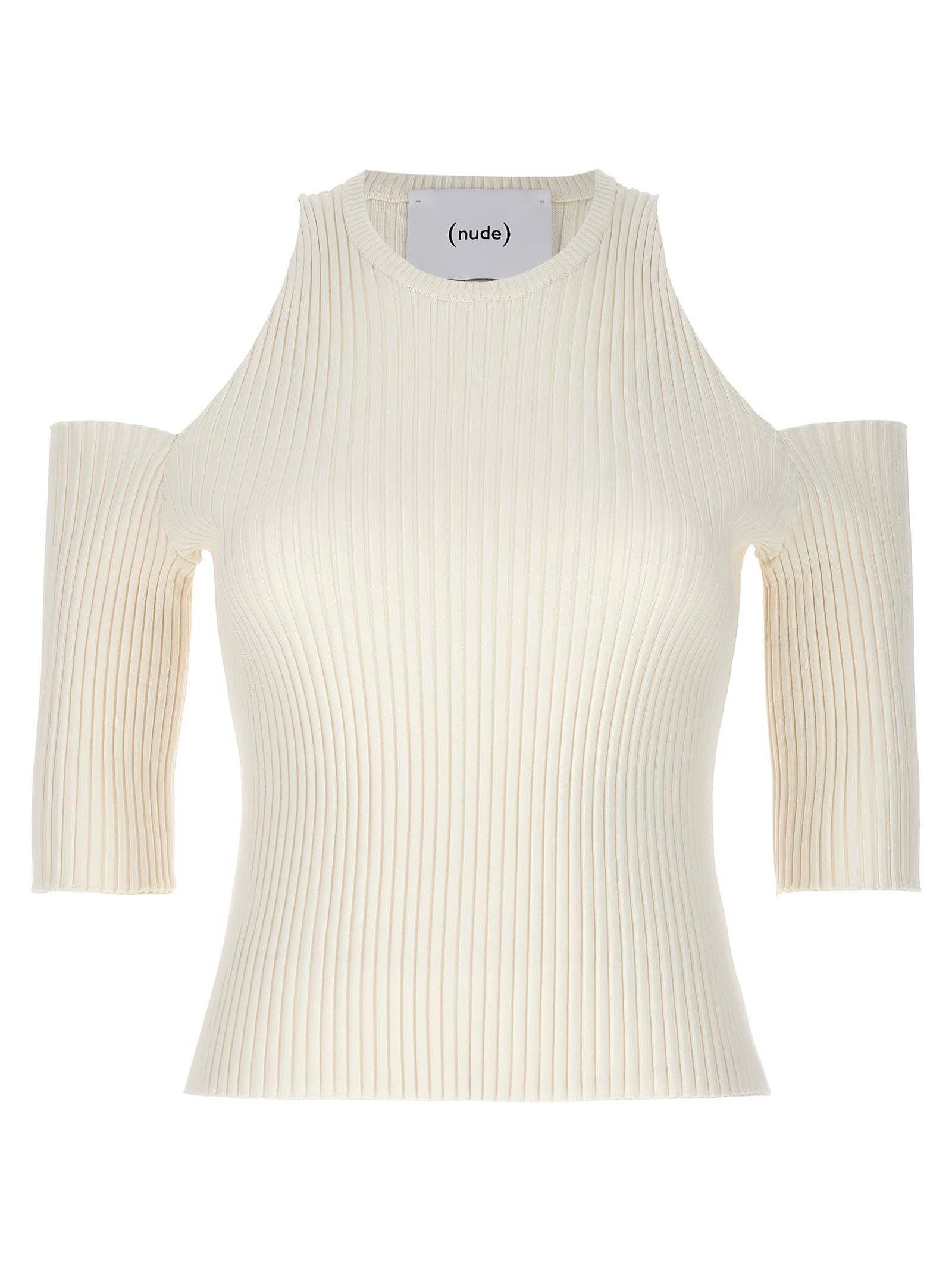 Shop Nude Cut-out Knit Top In White