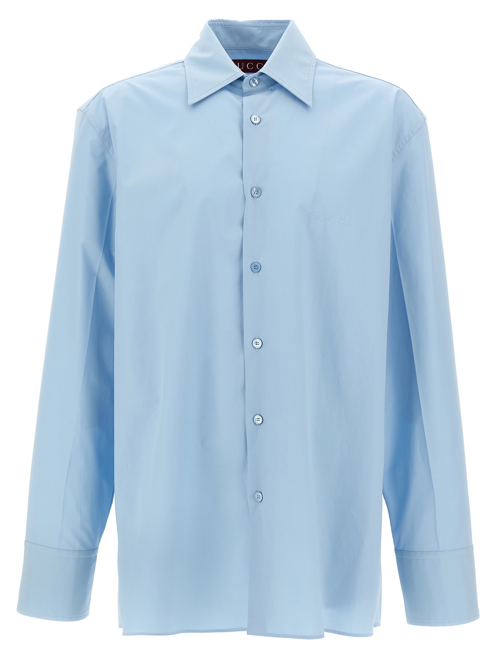 ★GUCCI★ ブラウス・シャツ Shirt with embossed logo Gucci Embossed Logo Shirt Shirt And Blouse Light Blue | ModeSens