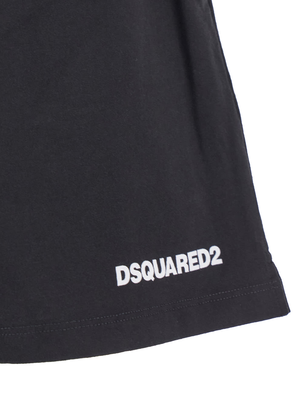 Dsquared2 Black Bermuda With Elastic Waist And Drawstring And Logo On The Front In Cotton Man In Black