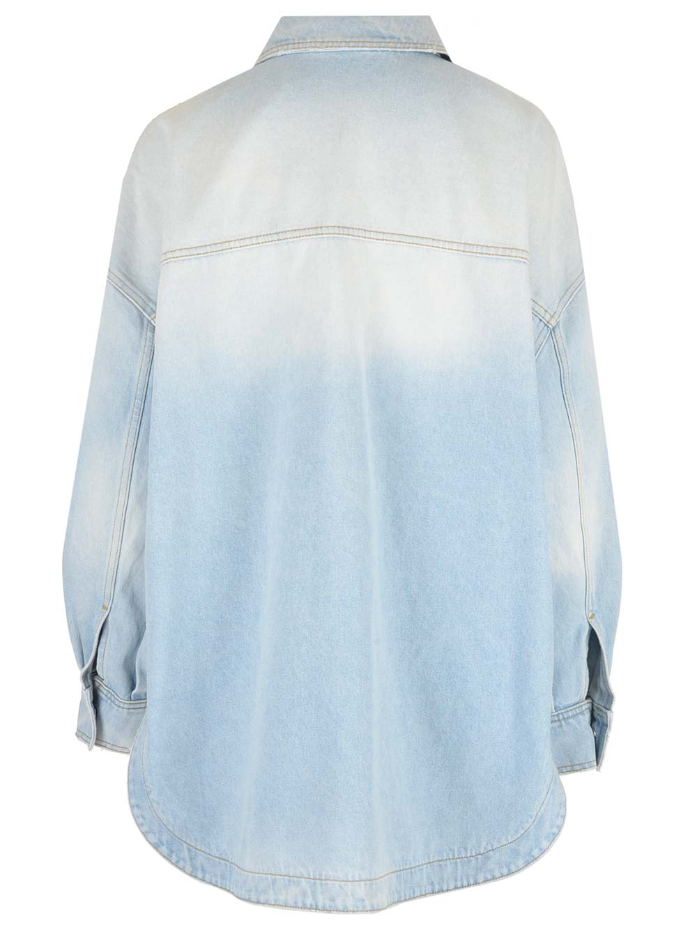 Shop Attico Bleached Denim Shirt In Clear Blue