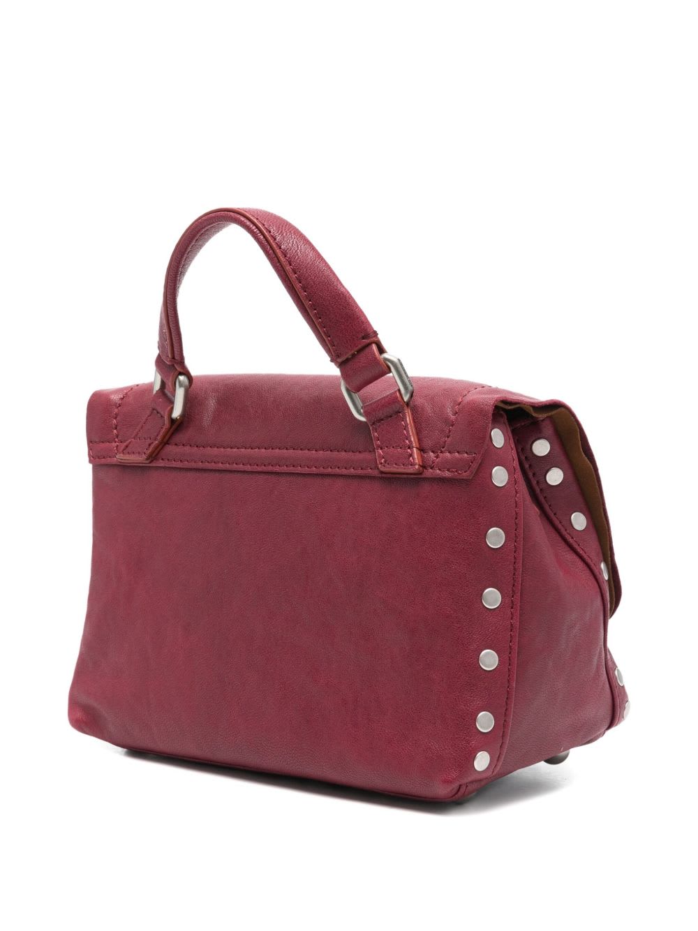 Zanellato Postina Tabacco Baby Leather Handbag In Burgundy