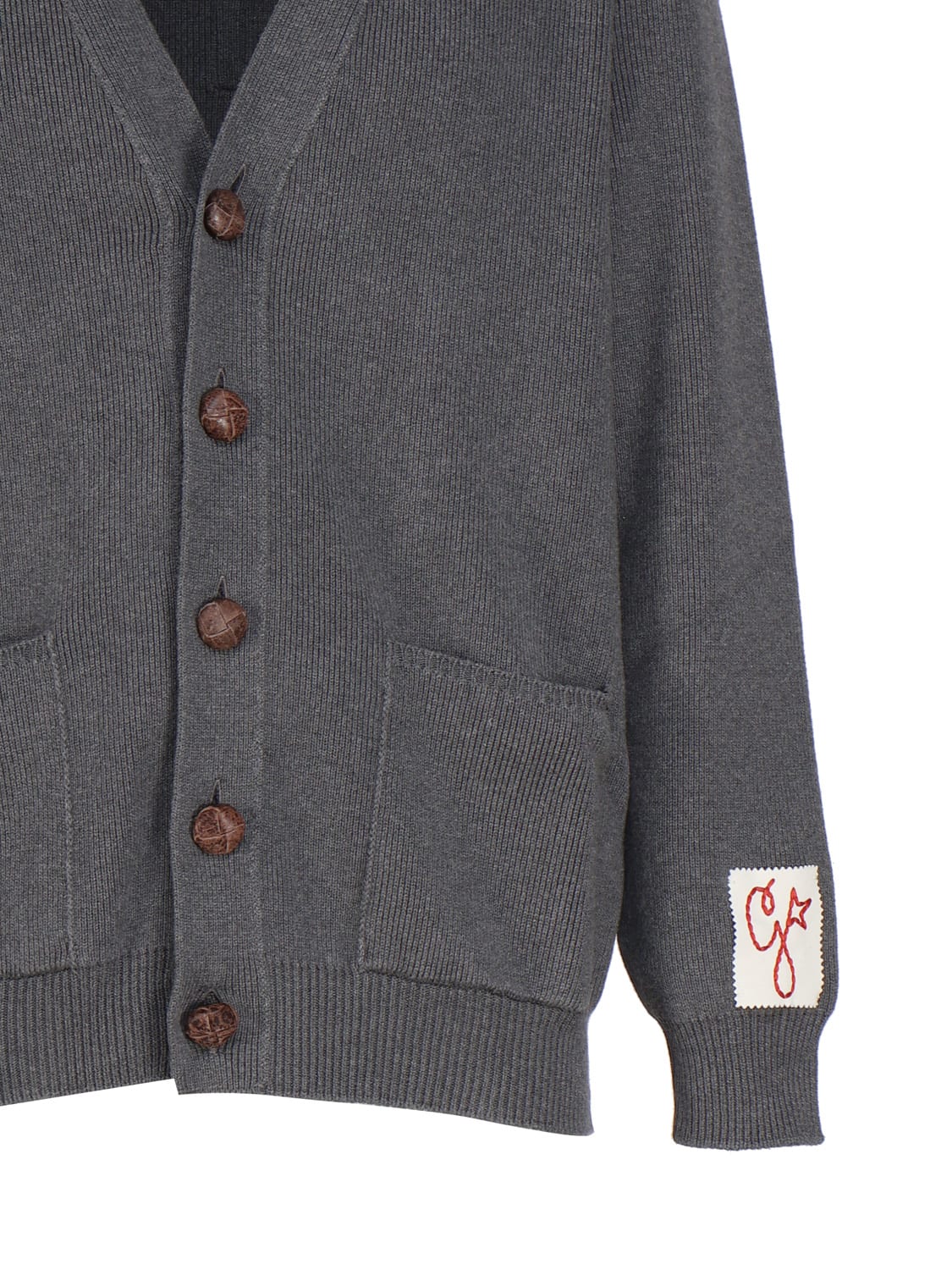 Golden Goose Cotton V-necked Cardigan In Grey