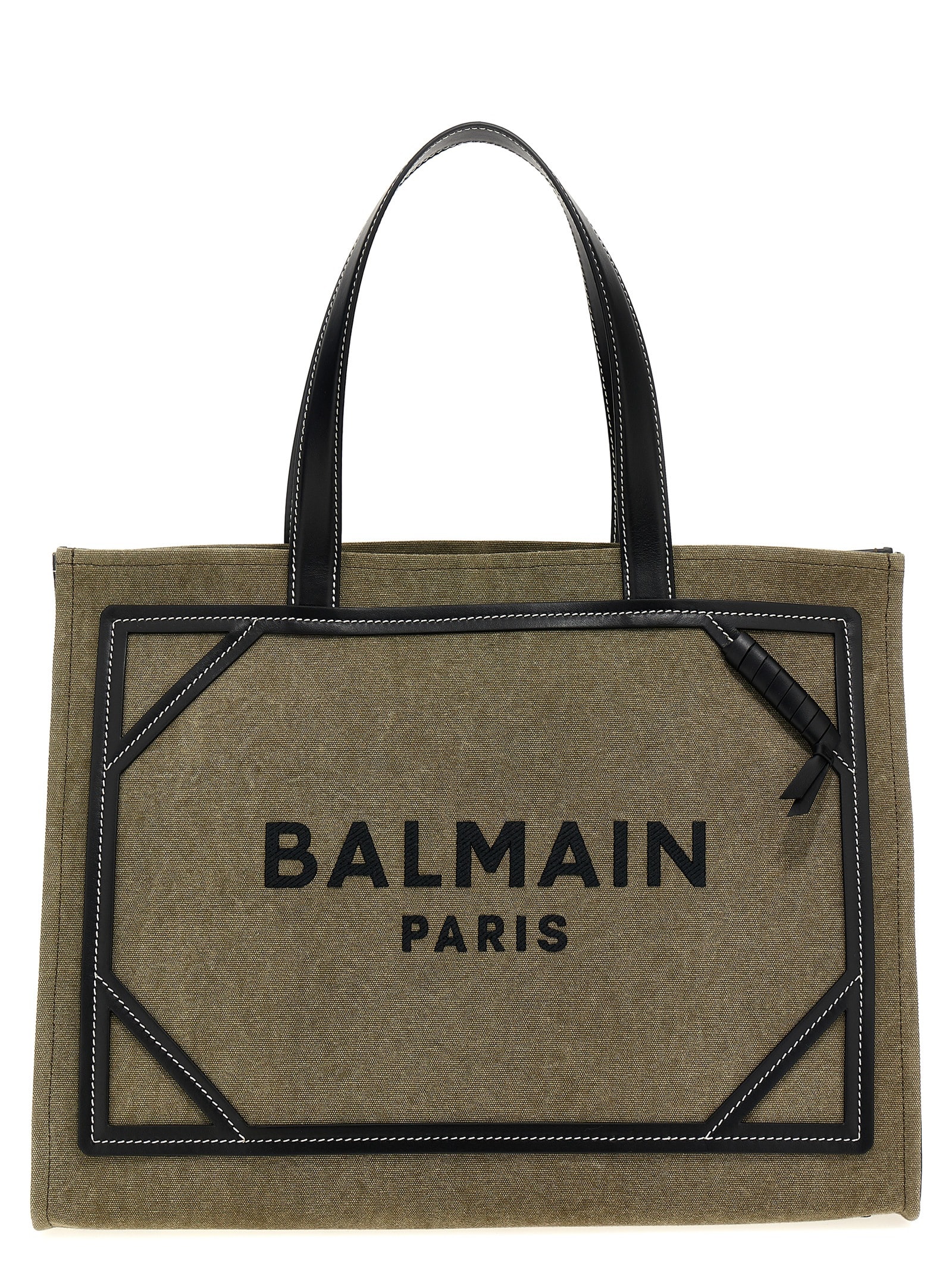 Shop Balmain B-army Medium Shopping Bag In Green