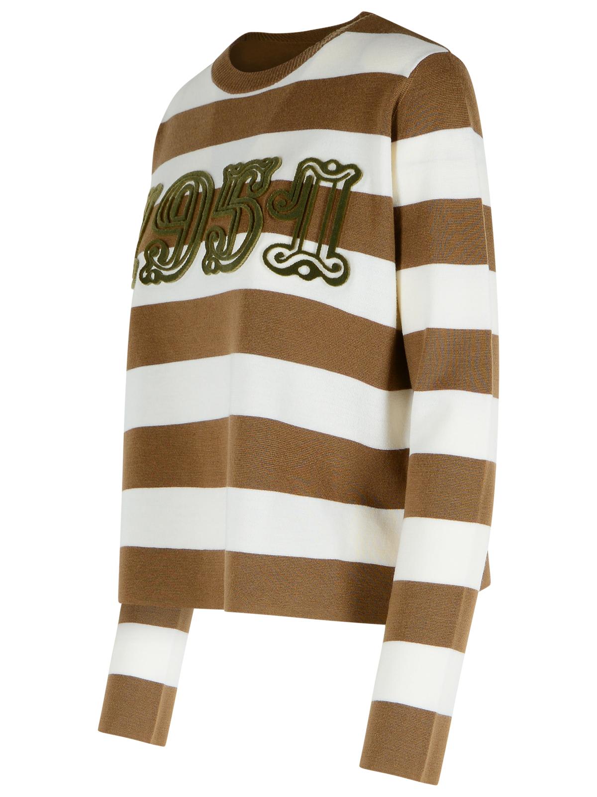 Max Mara Sleeveless Crew Neck Top With Embroidered Detail In Brown