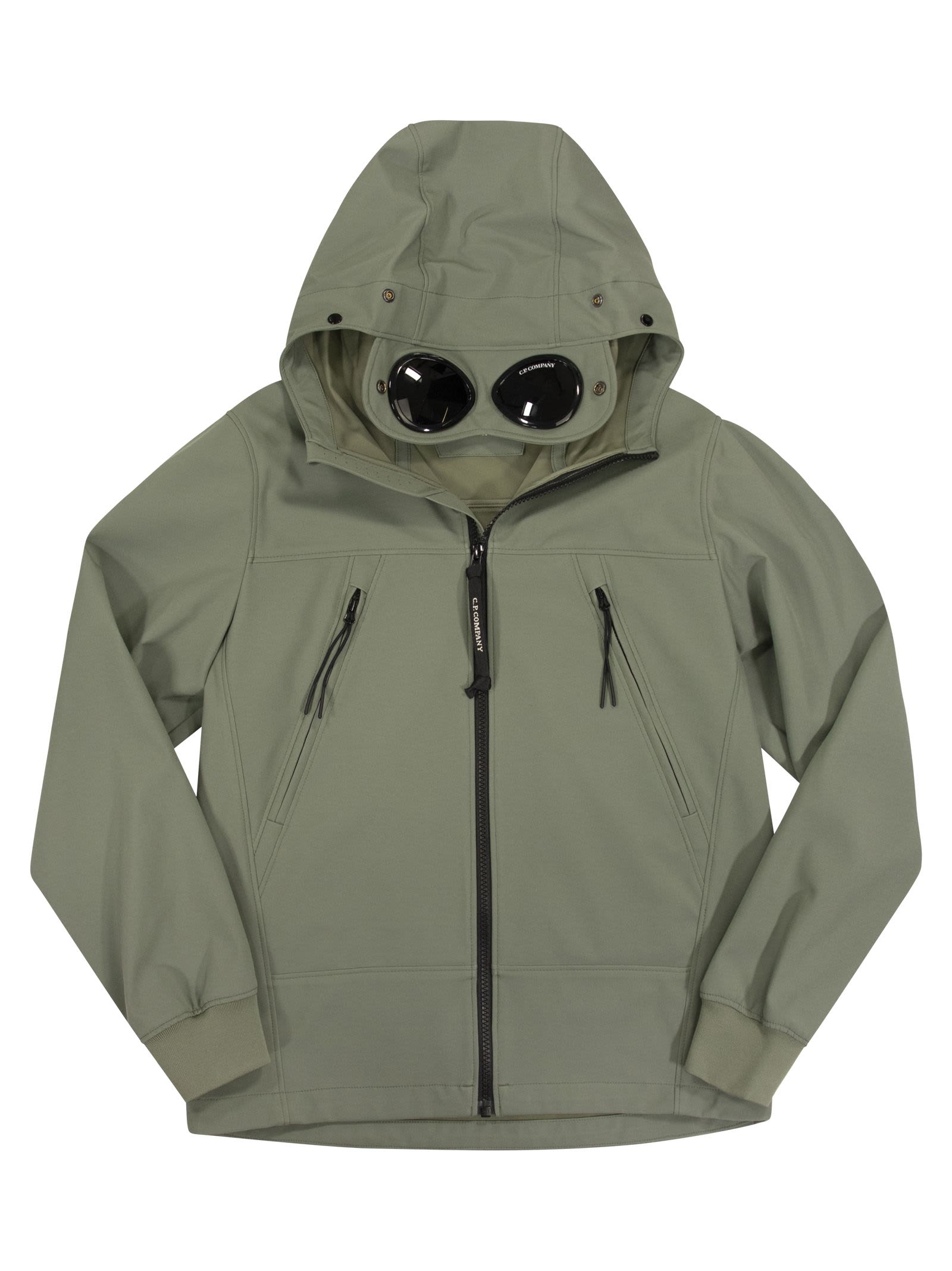 Shop C.p. Company Goggle Hooded Jacket In Green