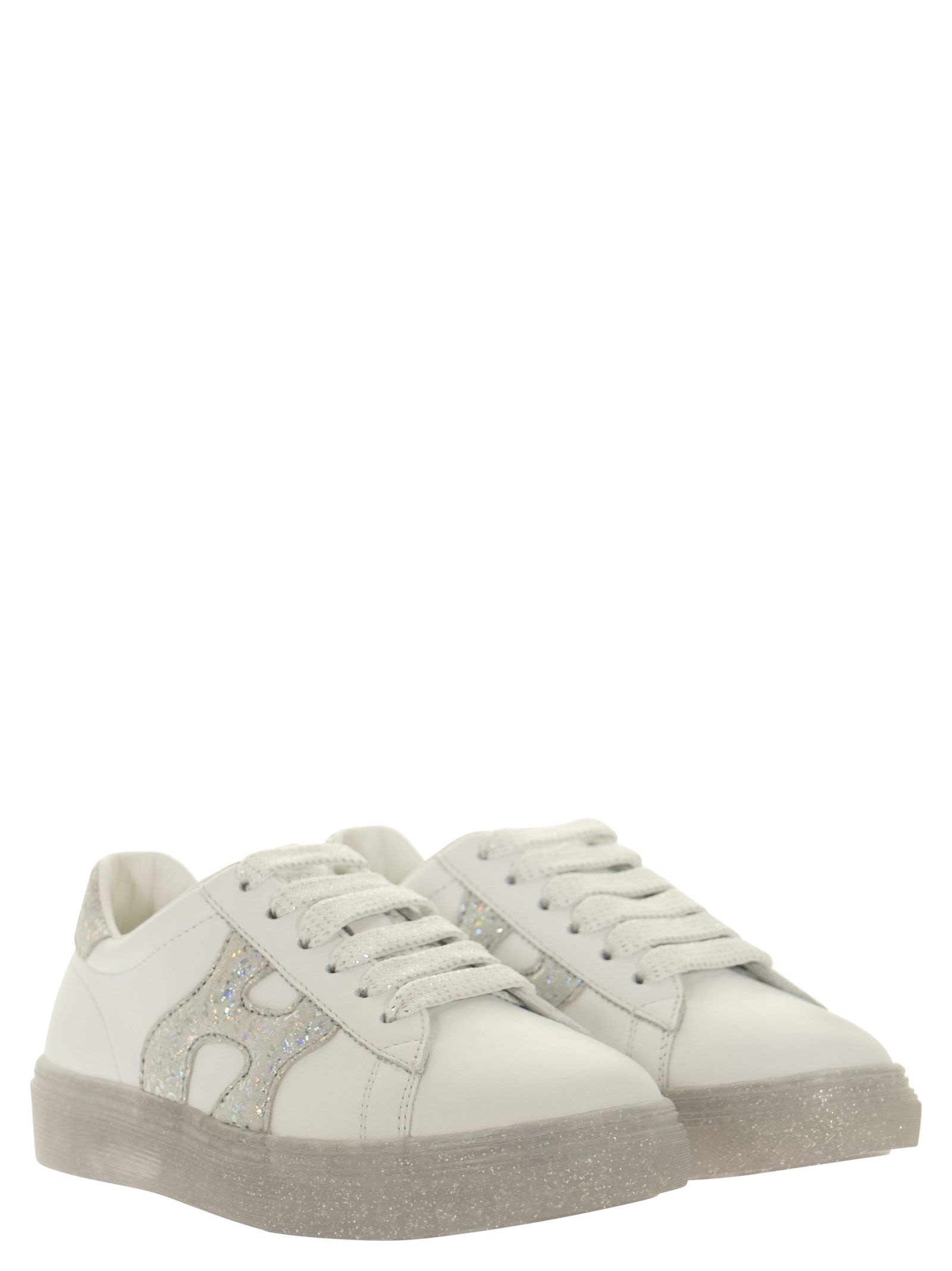 Shop Hogan J582  Rebel - Sneakers In White/silver