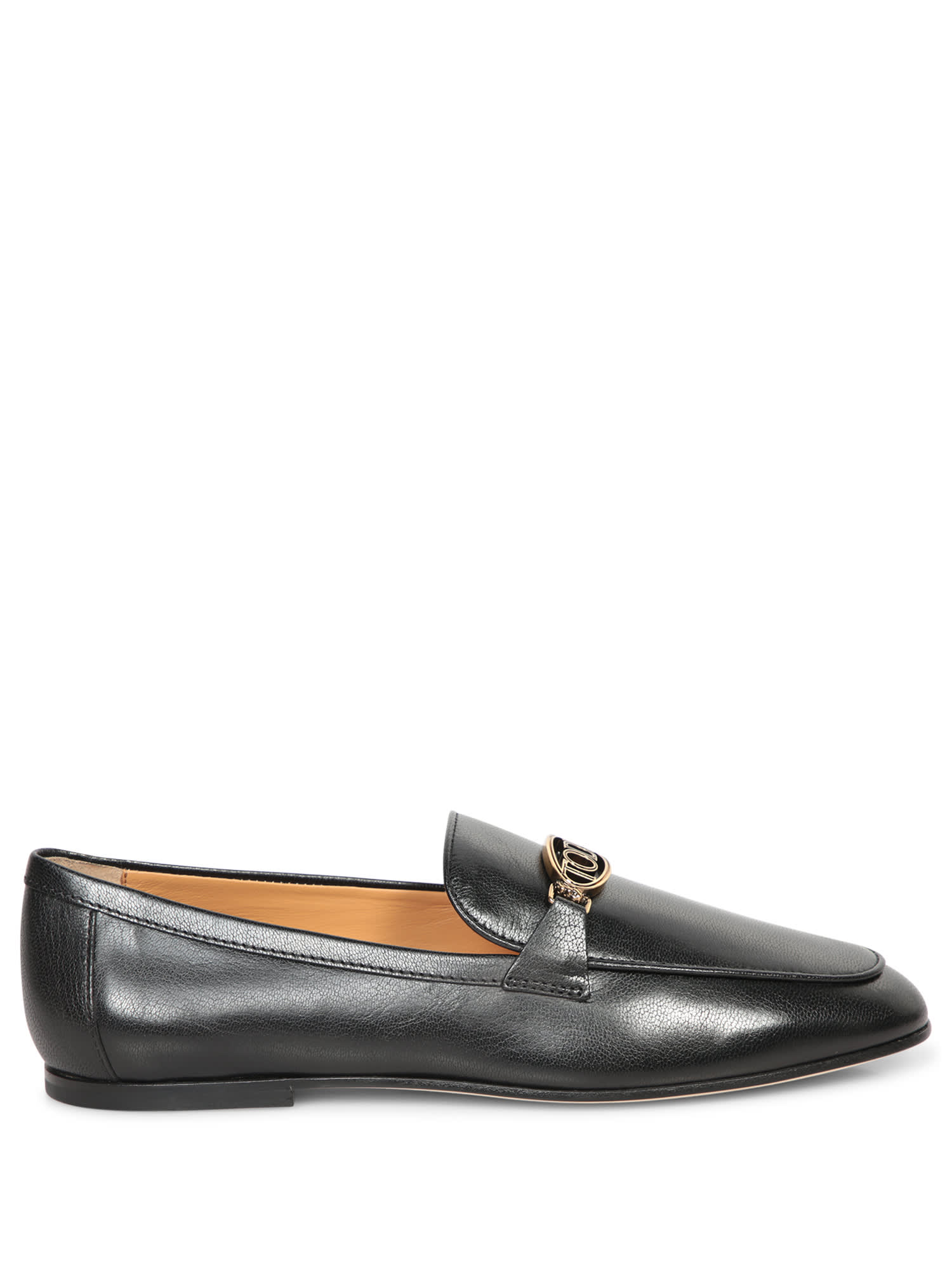 Shop Tod's Oval Logo Black Loafers