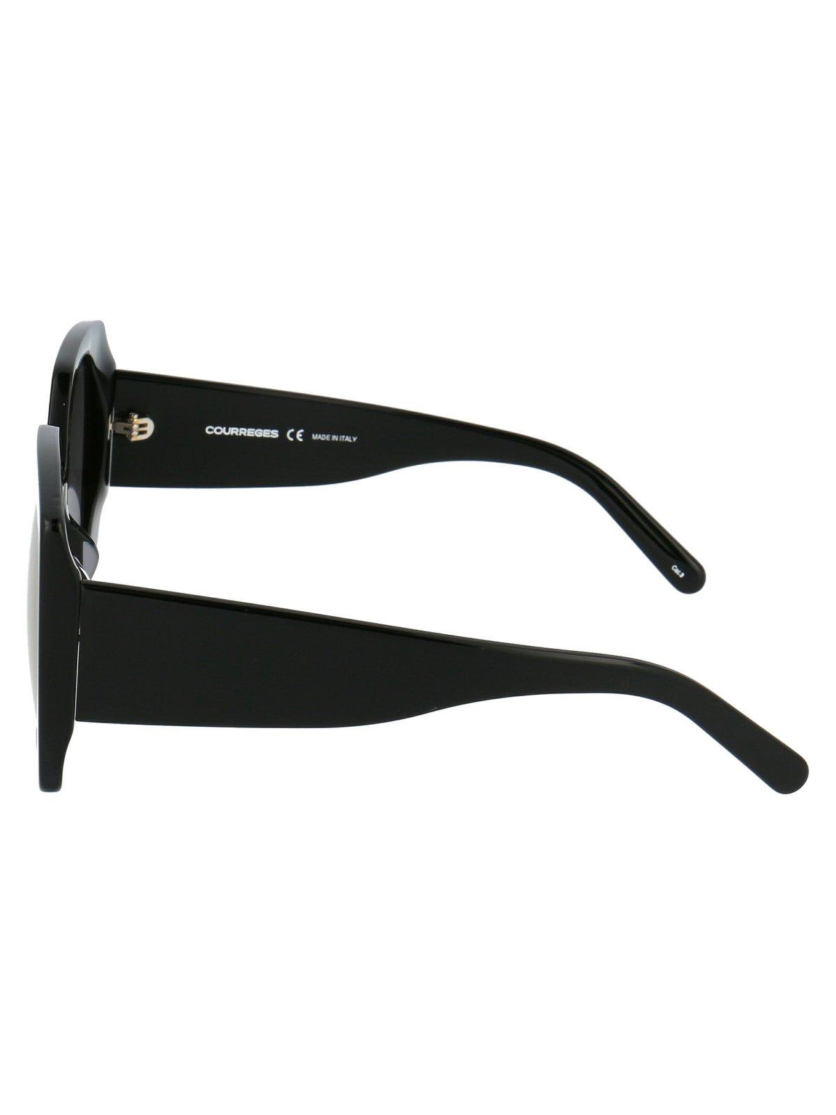 Shop Courrèges Oversized Sunglasses In 001 Black Black Grey