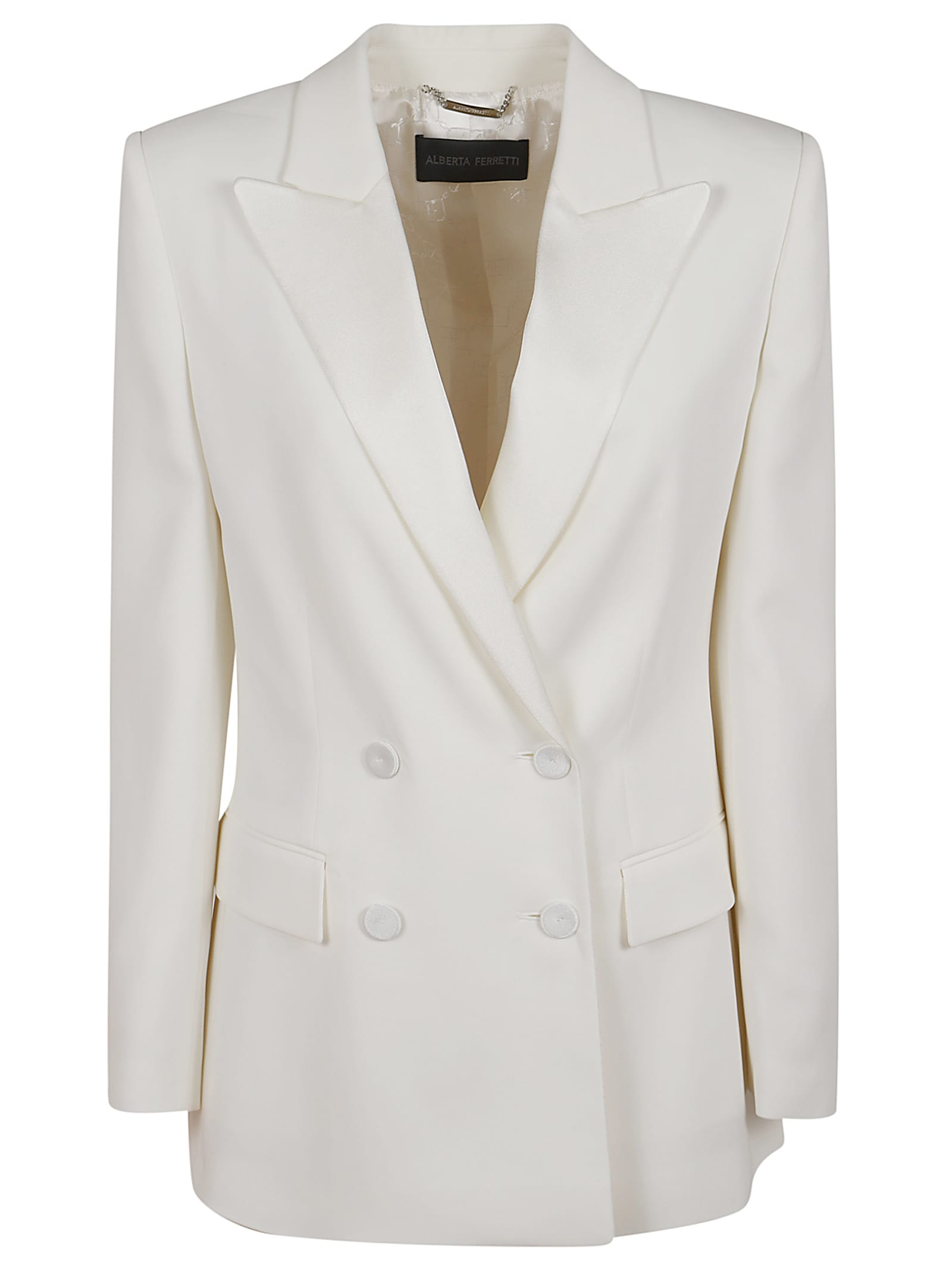 Shop Alberta Ferretti Cady Viscosa Stretch Jacket In Avorio