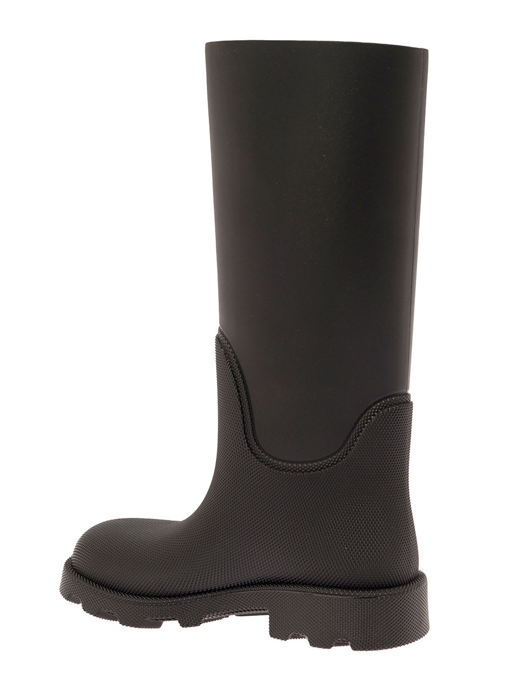 Shop Burberry Marsh Black Rainboots With Grained Texture In Rubber Woman