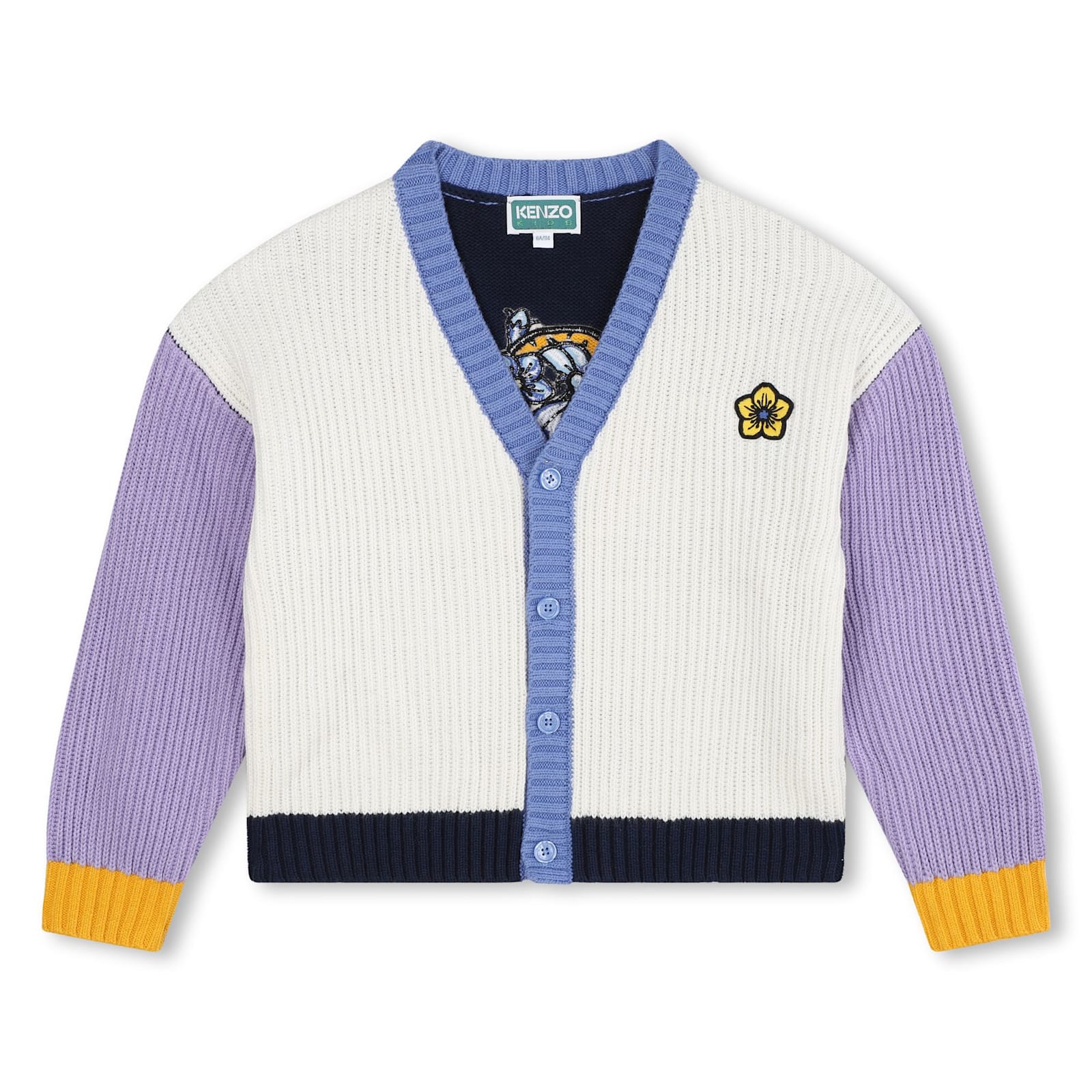 Shop Kenzo Color-block Cardigan In White