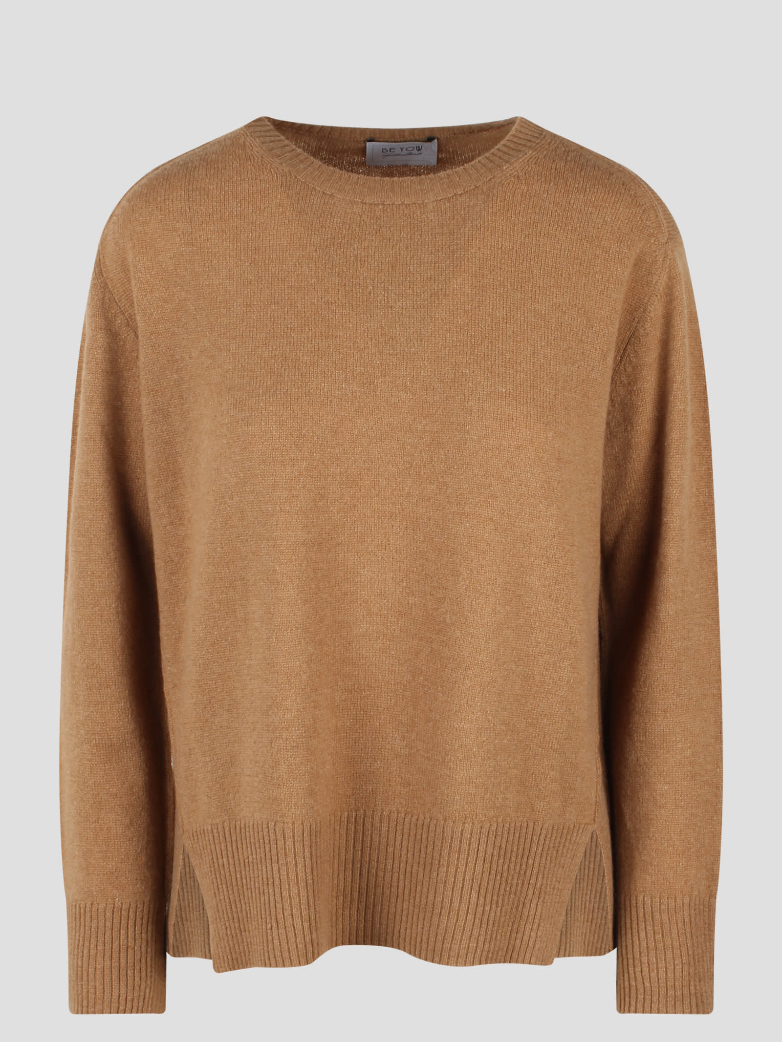 Shop Be You Relaxed Round Neck Sweater In Light Brown