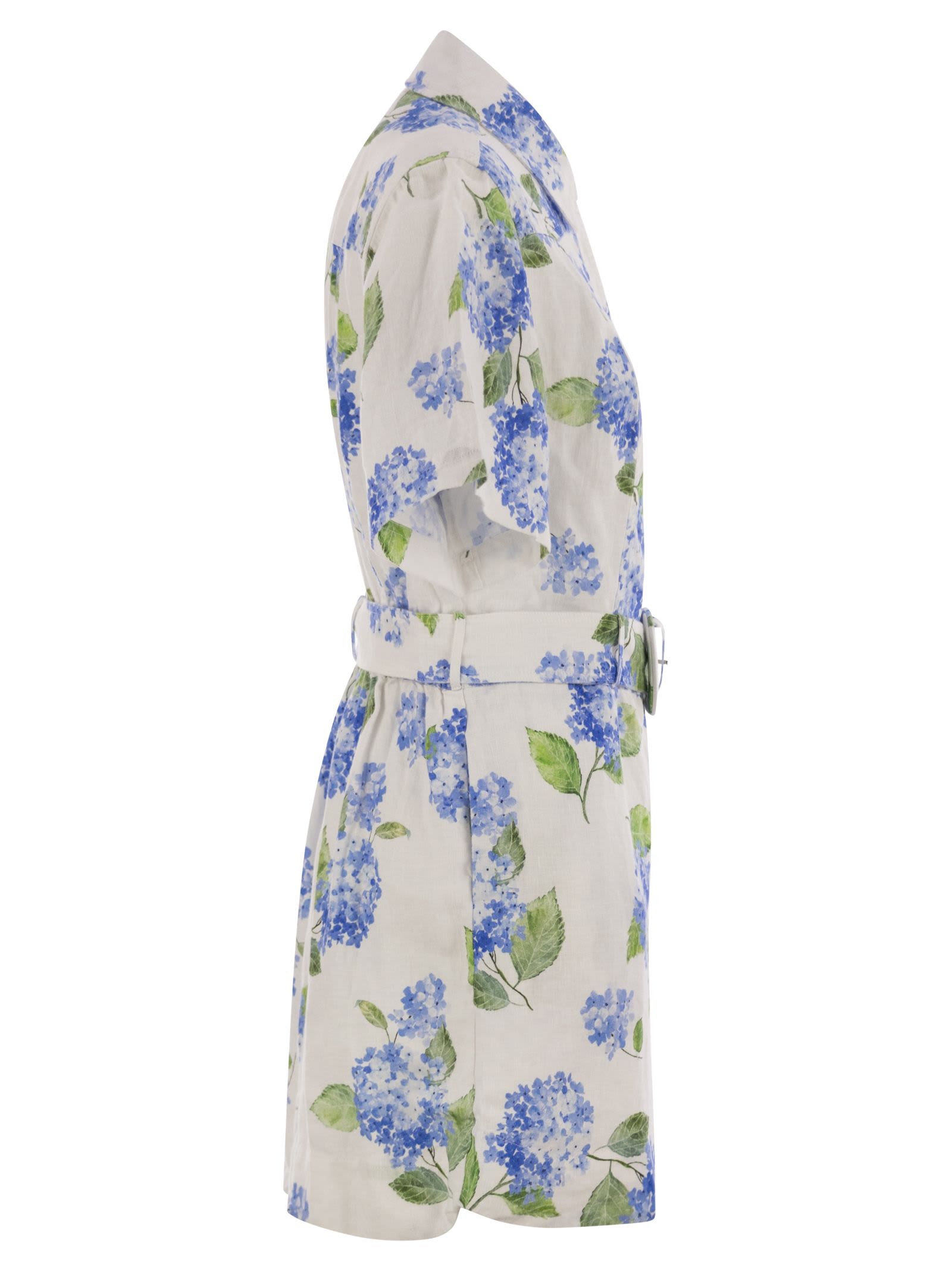 Mc2 Saint Barth Carola - Linen Playsuit With Print
