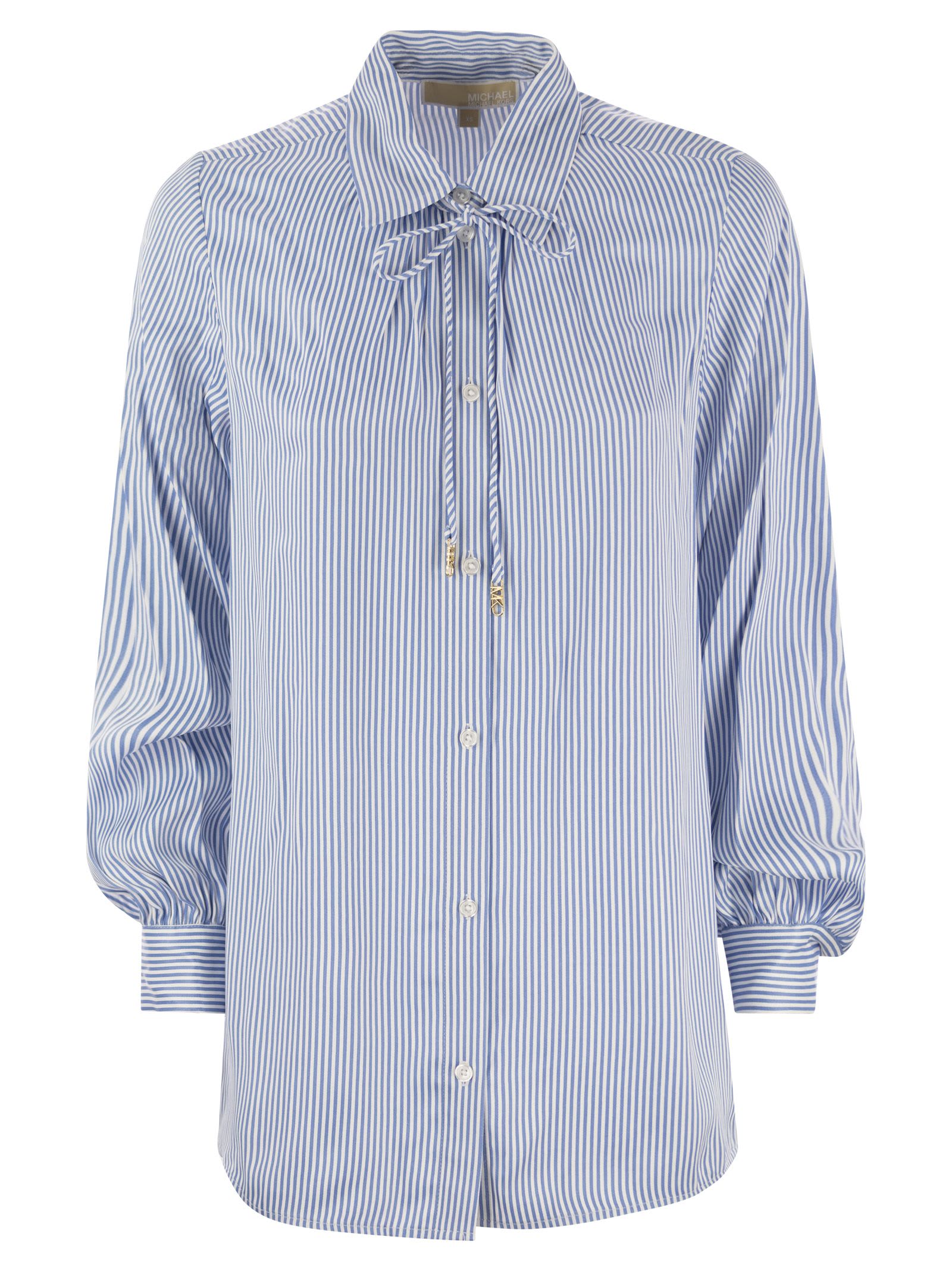 MICHAEL KORS STRIPED VISCOSE SHIRT WITH FRONT FASTENING