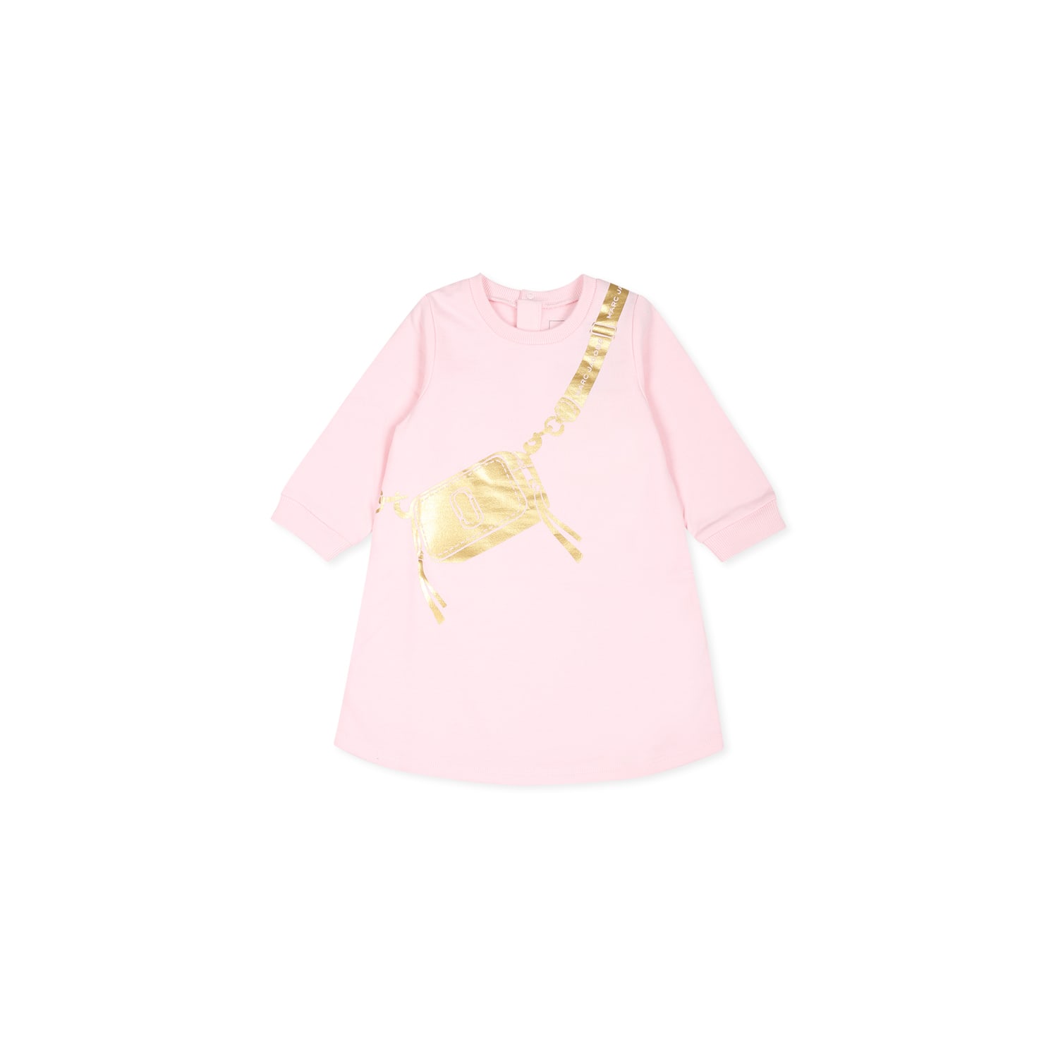 Marc Jacobs Pink Dress For Baby Girl With Bag Print In Pink