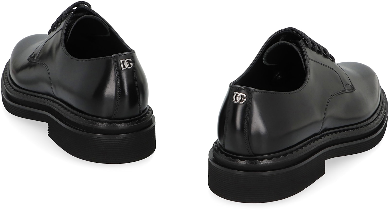 Dolce & Gabbana Black Leather Derby Shoes In Black