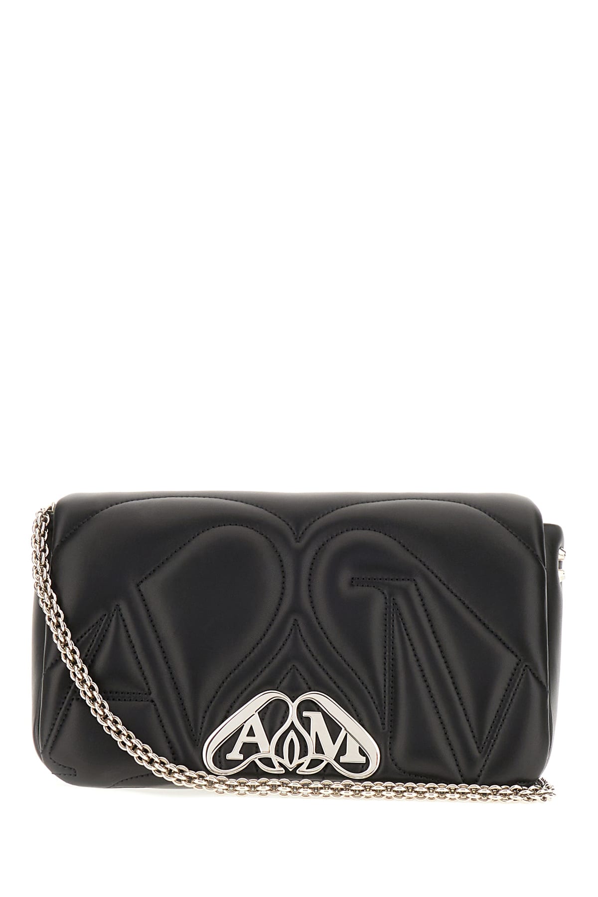 ALEXANDER MCQUEEN BLACK NAPPA LEATHER SEAL SMALL CROSSBODY BAG