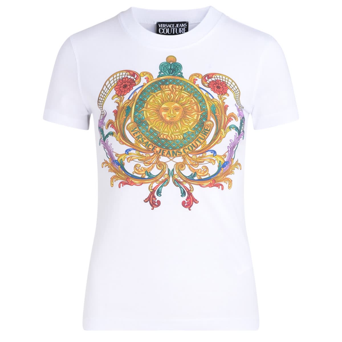 Versace Jeans Couture White T-shirt With Multicolor Print