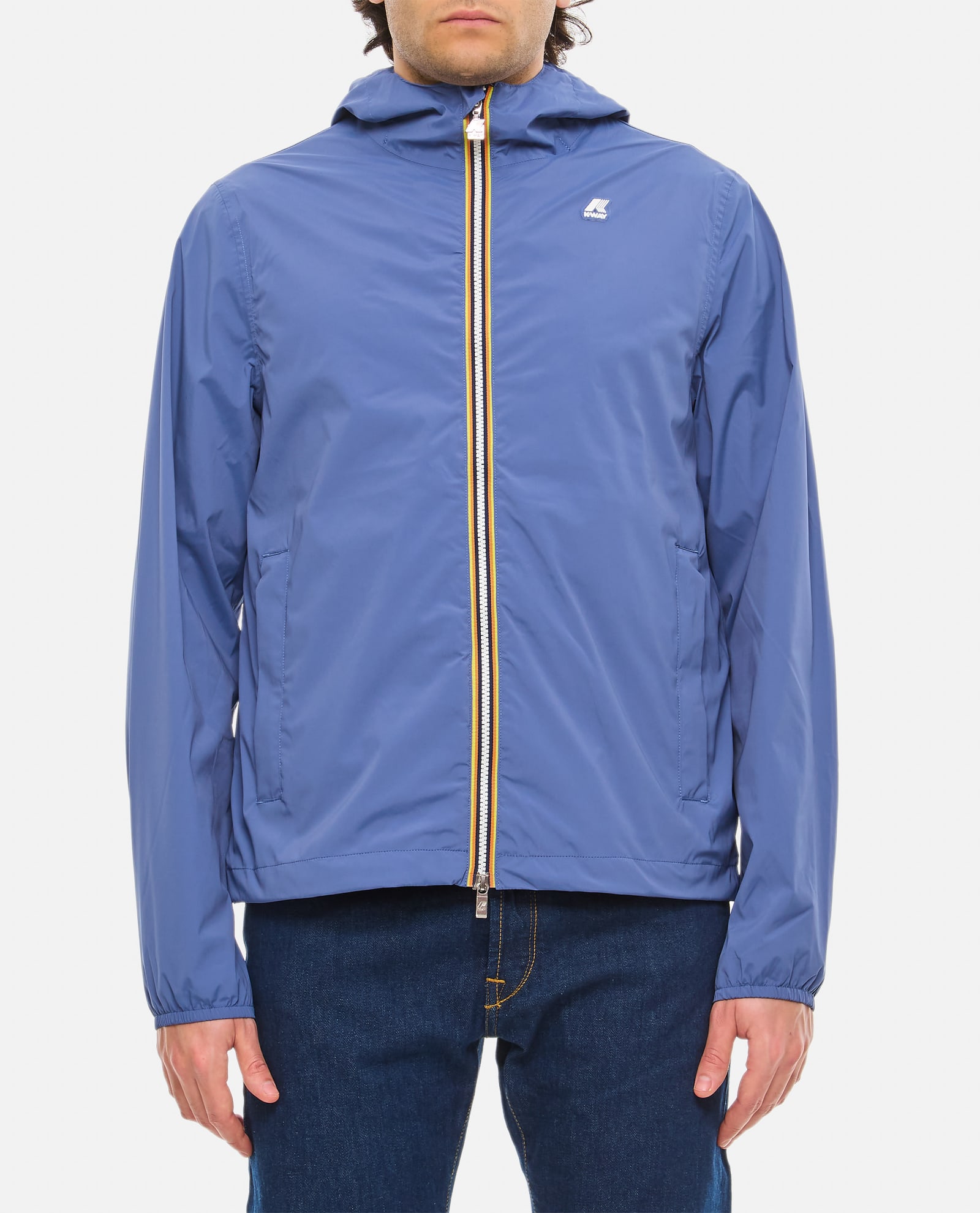 Shop K-way Jack Stretch Nylon Jersey Jacket Blazer In Blue Fiord