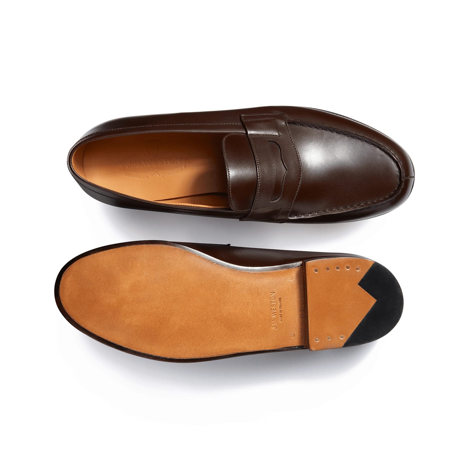 Shop Jm Weston 180 Loafer In Dark Brown