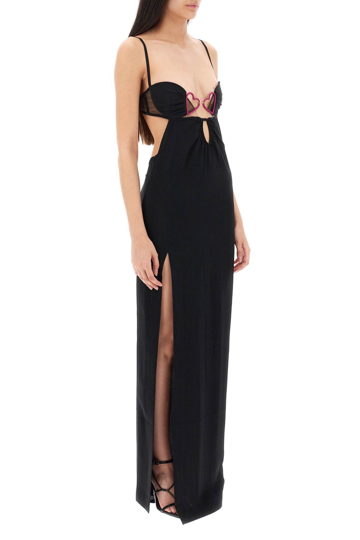 Shop Nensi Dojaka Long Dress With Heart Detail In Black (black)