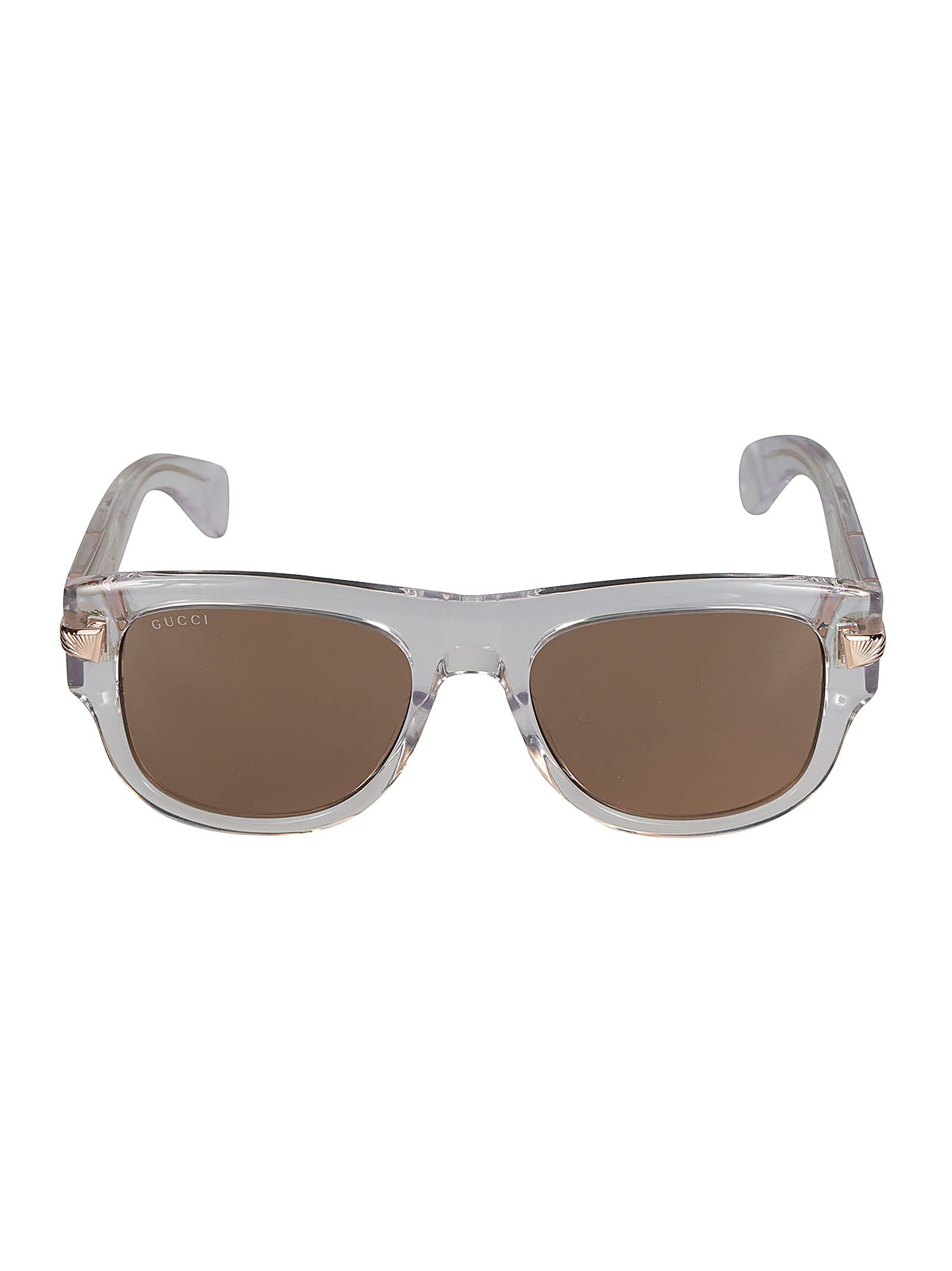 Shop Gucci Wayfarer Transparent Sunglasses In Brown