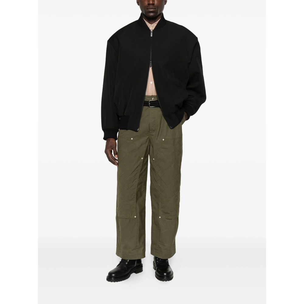 Kenzo Cotton Trousers With Quilted Pattern And Pockets In Green