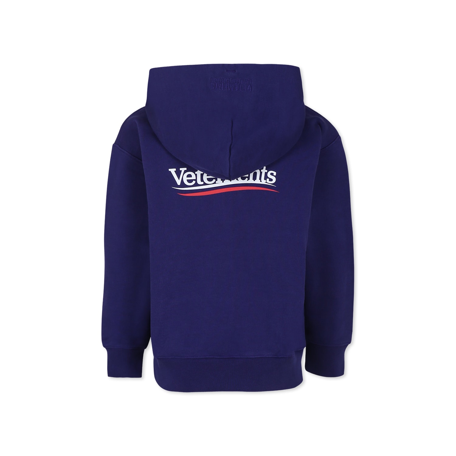 Vetements Logo-print Hoodie In Blue