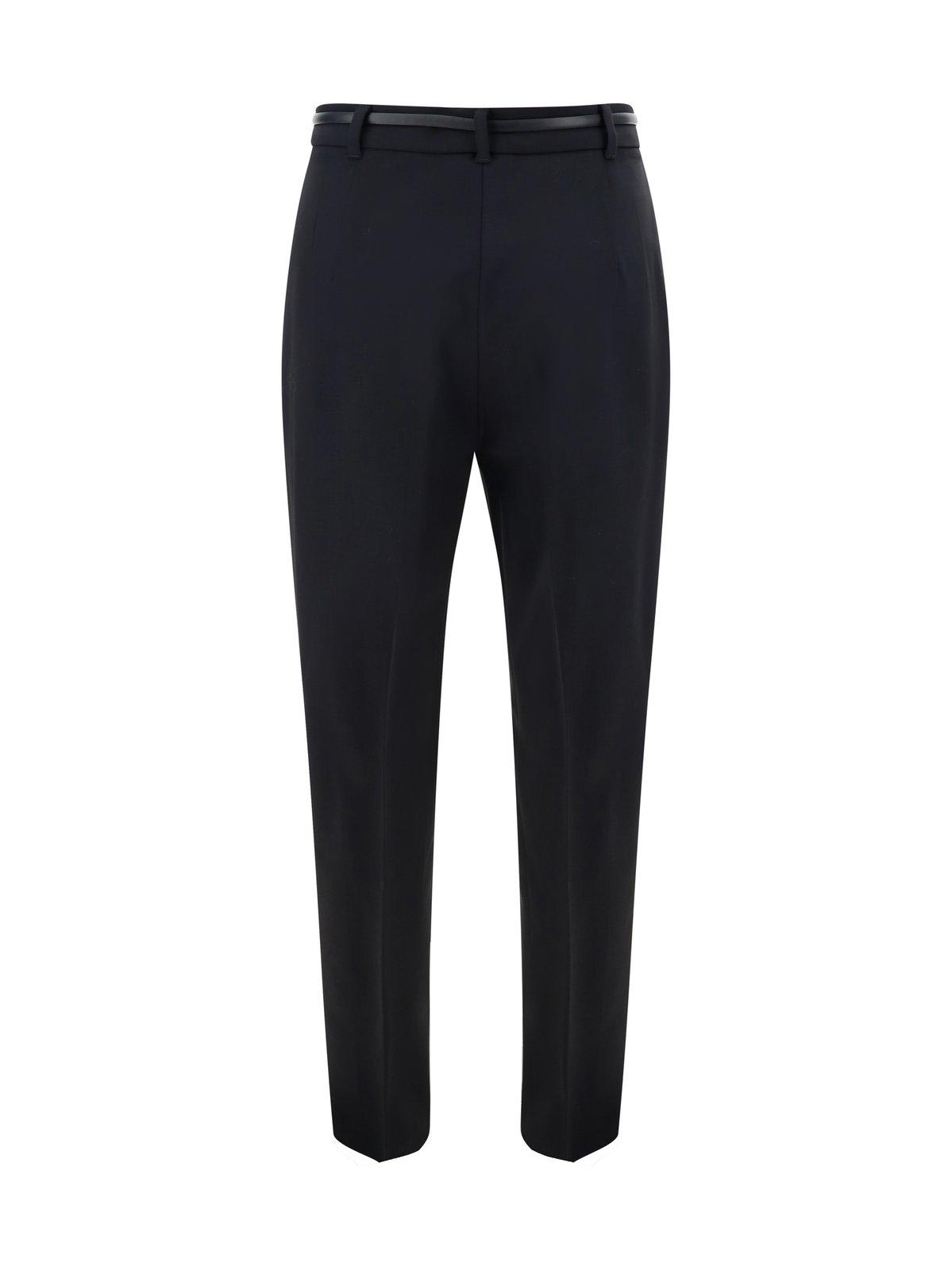 Shop Max Mara Belted High Waist Trousers In Black