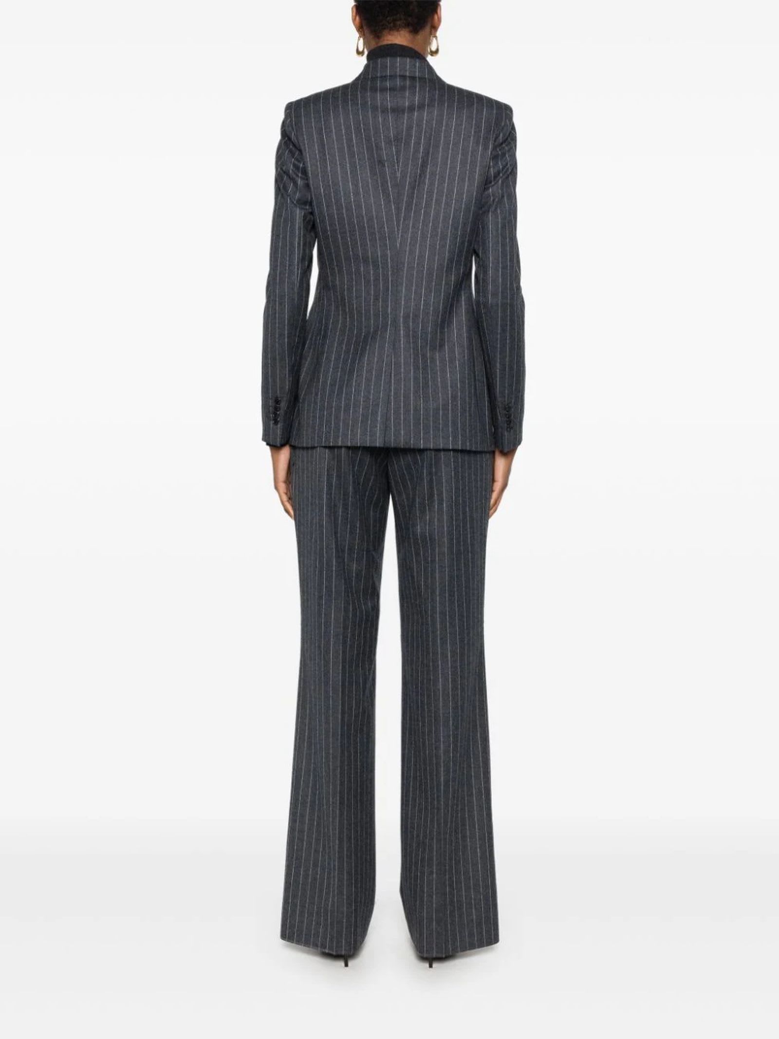 Shop Tagliatore Grey Virgin Wool Pinstriped Suit