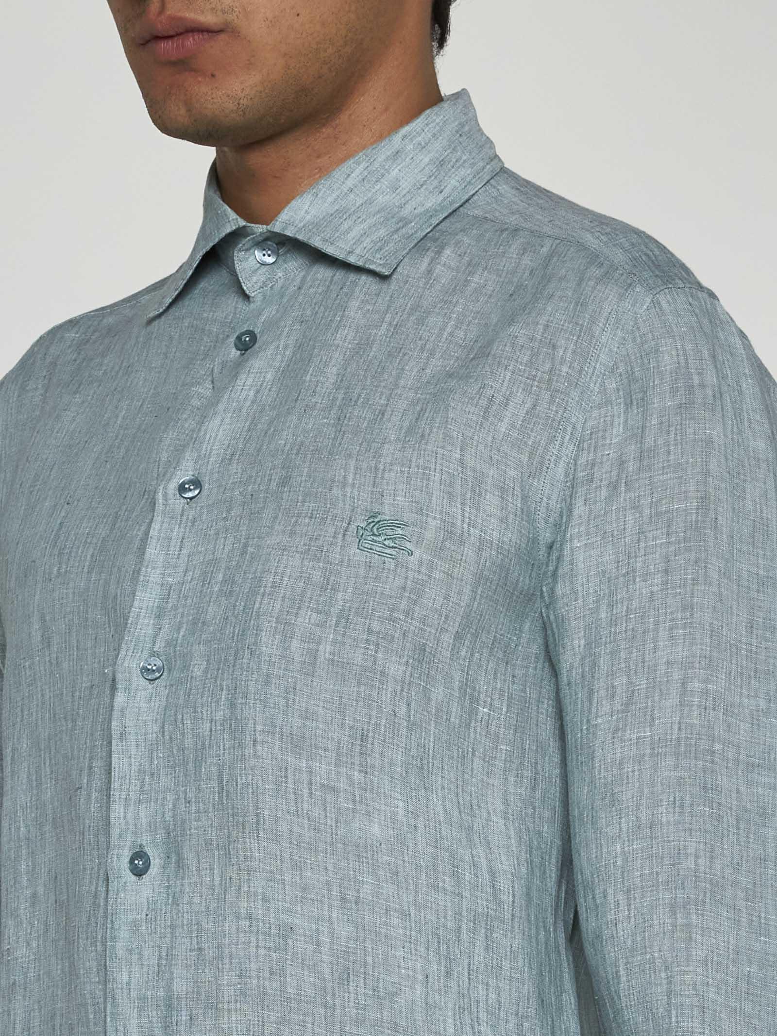 Shop Etro Logo Linen Shirt