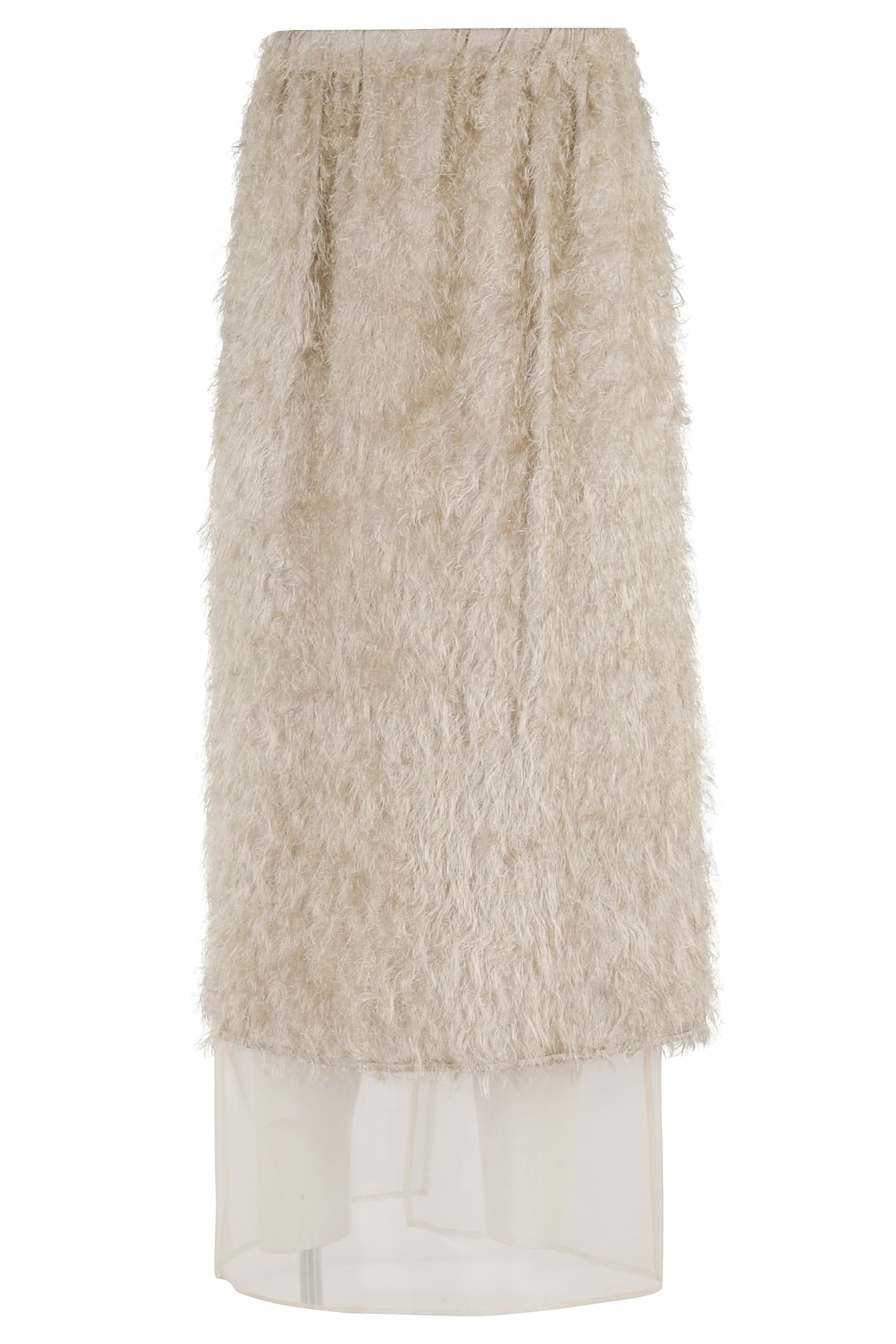 Alysi Fringed Maxi Skirt In Neutral