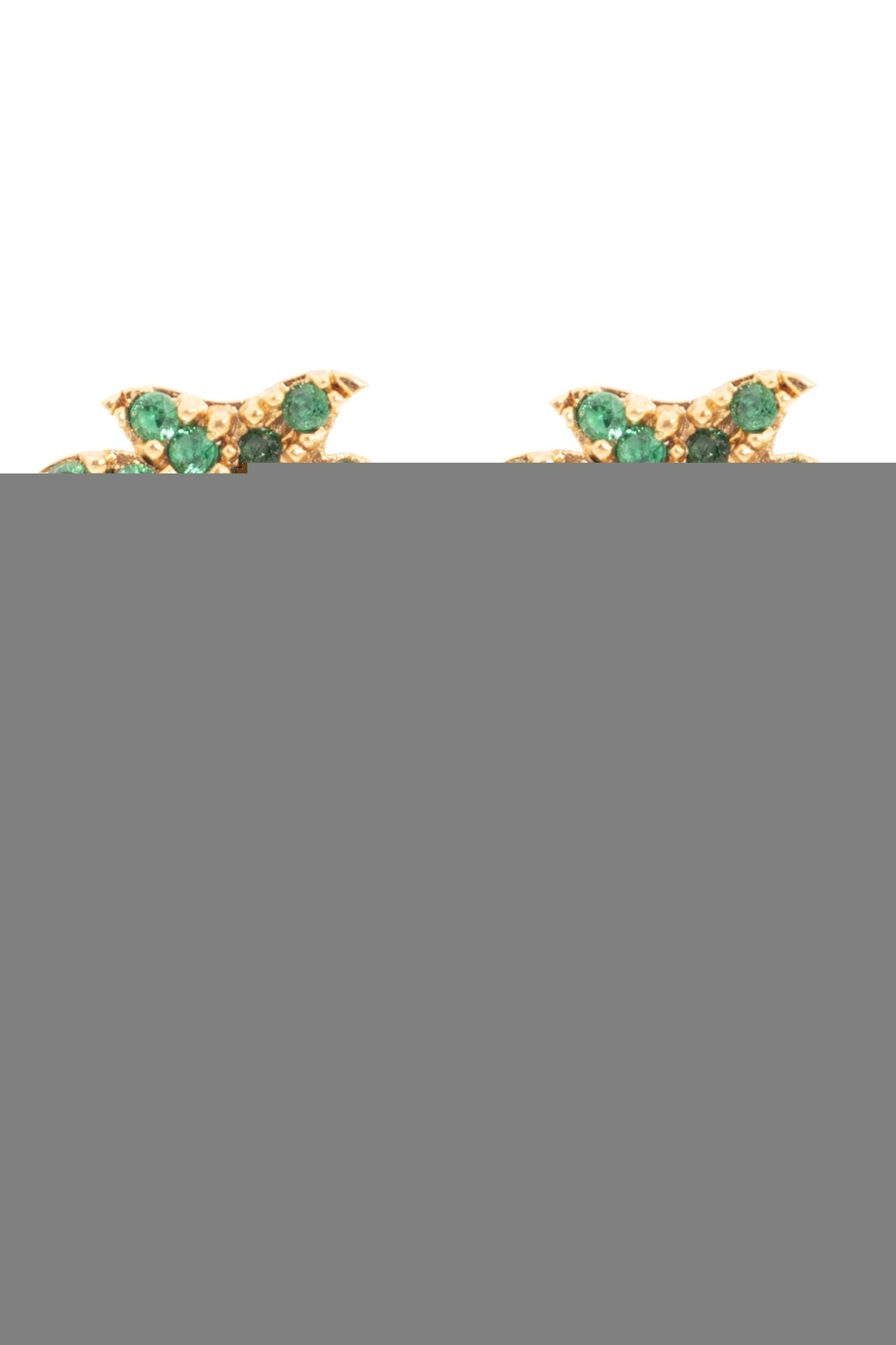 Shop Palm Angels Earrings With Logo In Green/gold