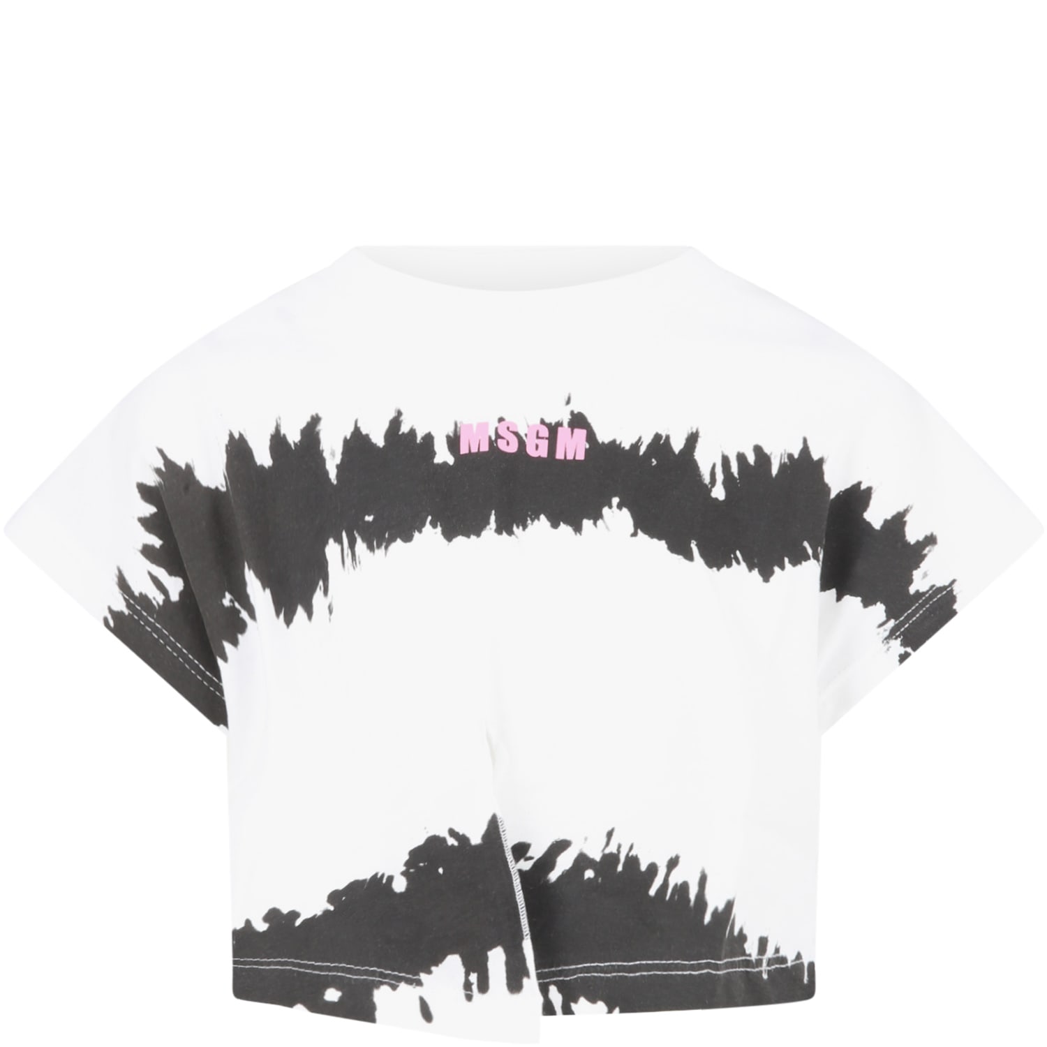 MSGM White T-shirt For Girl With Pink Logo