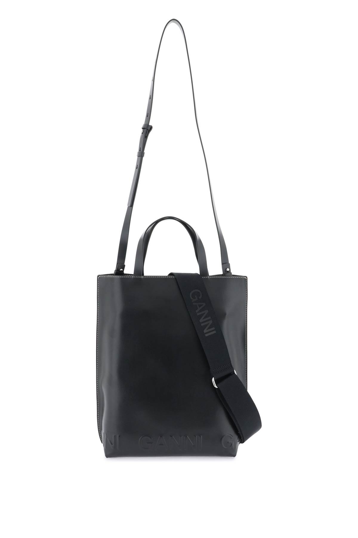Ganni Medium Tote Bag In Black (black)