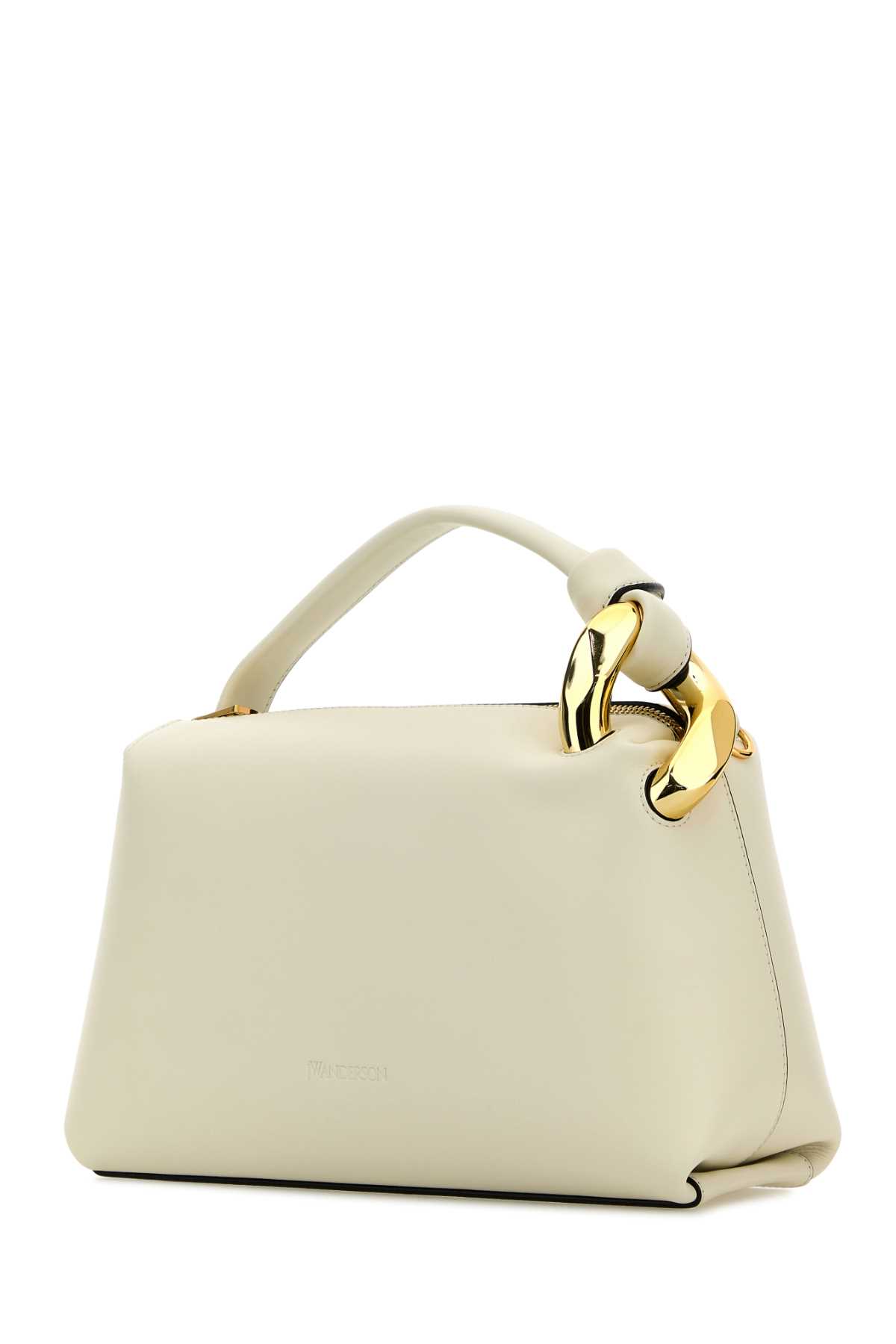 Shop Jw Anderson White Leather Medium Jwa Corner Handbag In Offwhite